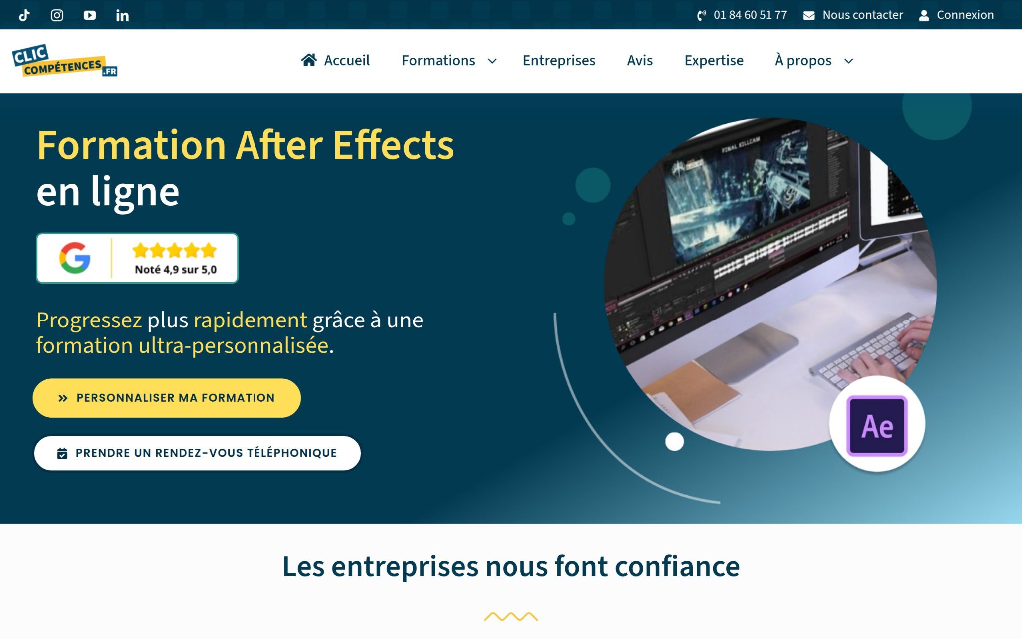 Formation After Effects en ligne - Clic Compétences