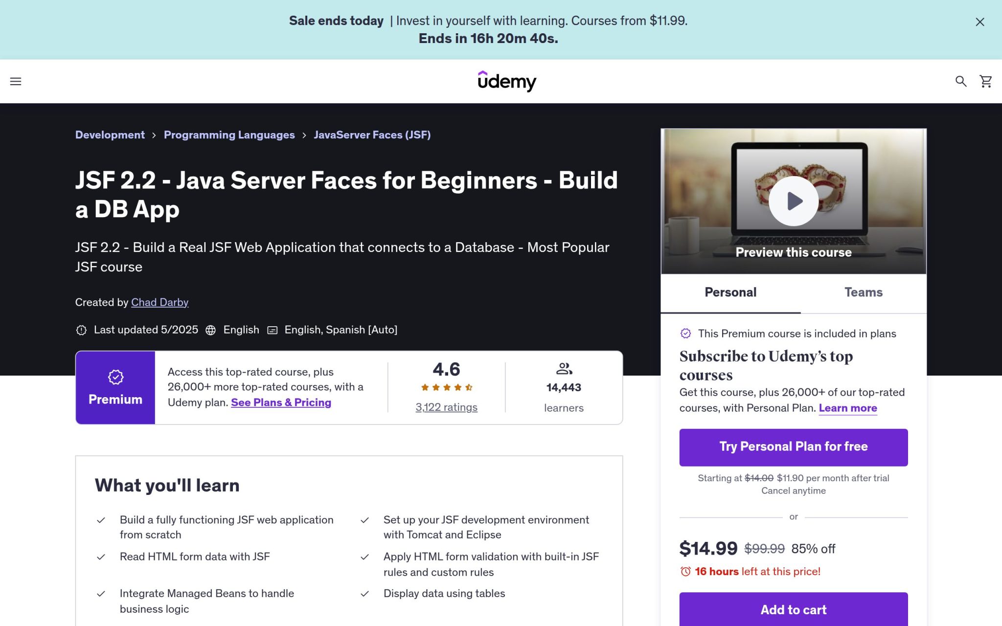 JSF 2.2 - Java Server Faces for Beginners - Build a DB App - Udemy