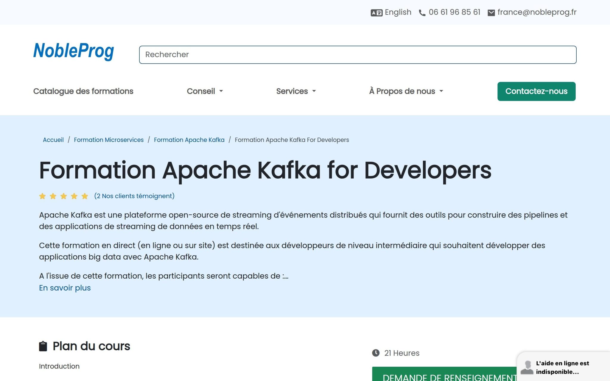 Formation Apache Kafka for Developers - NobleProg