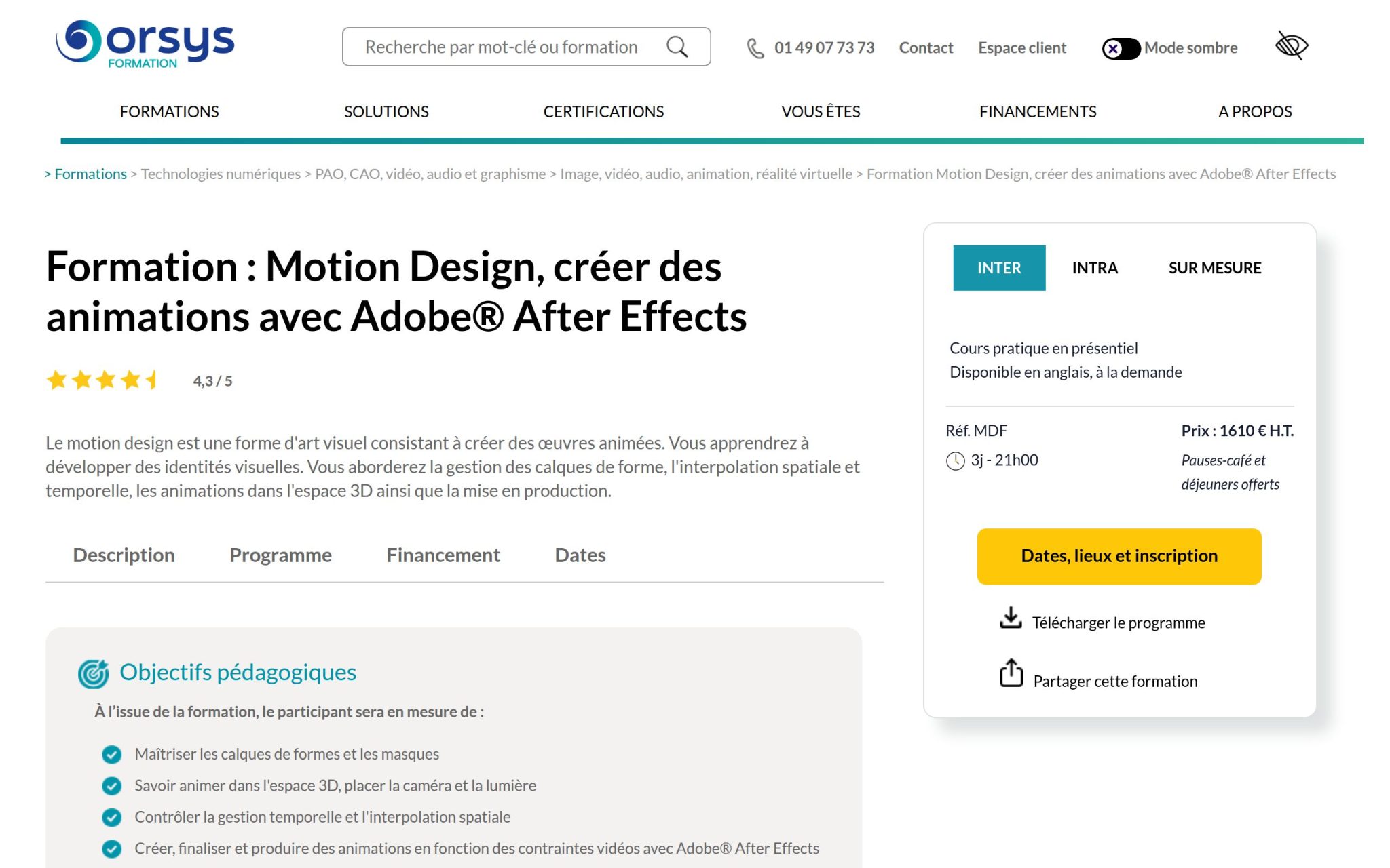 Motion Design, créer des animations avec Adobe® After Effects - Orsys