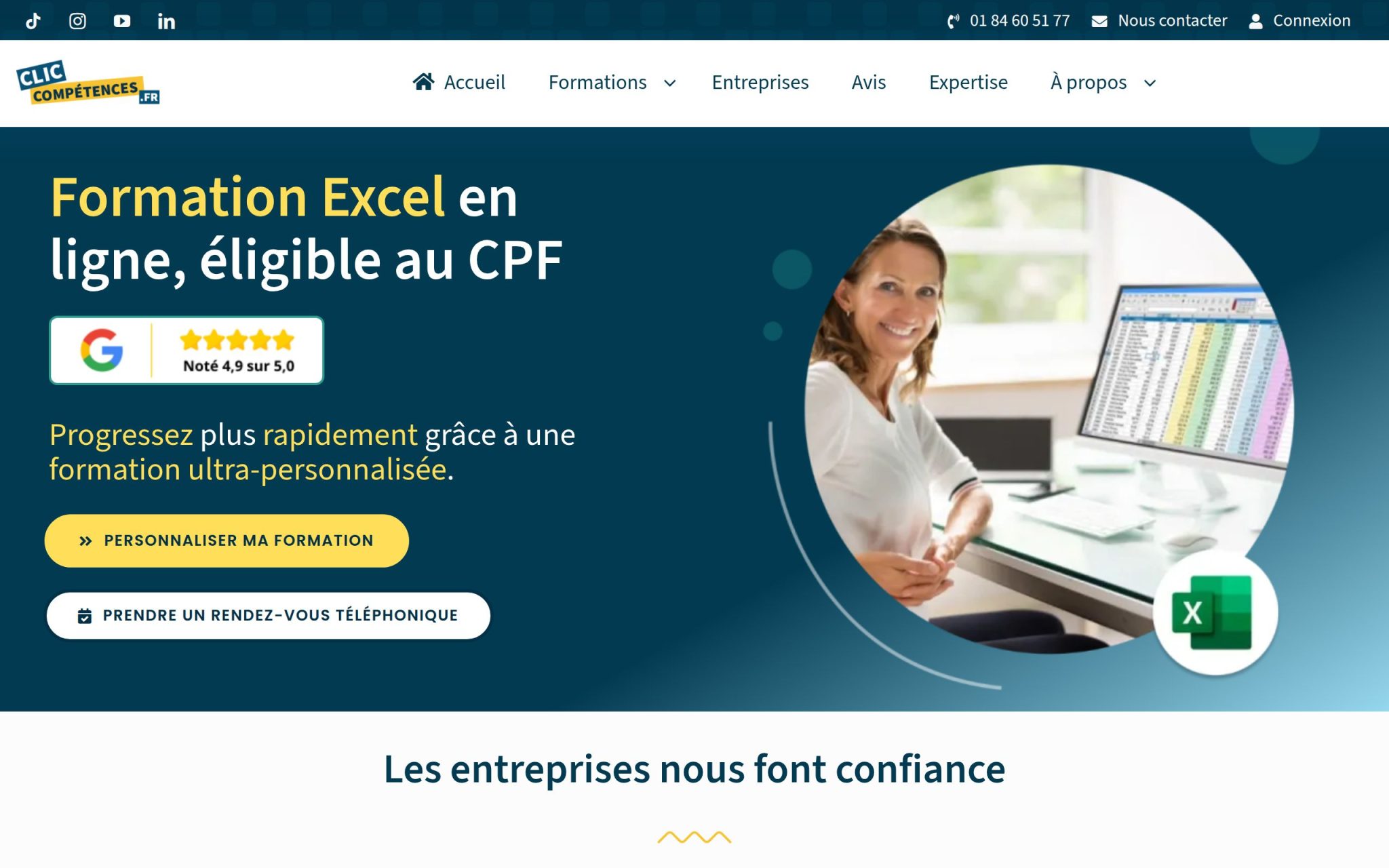 Formation Excel en ligne, éligible au CPF - Clic Compétences