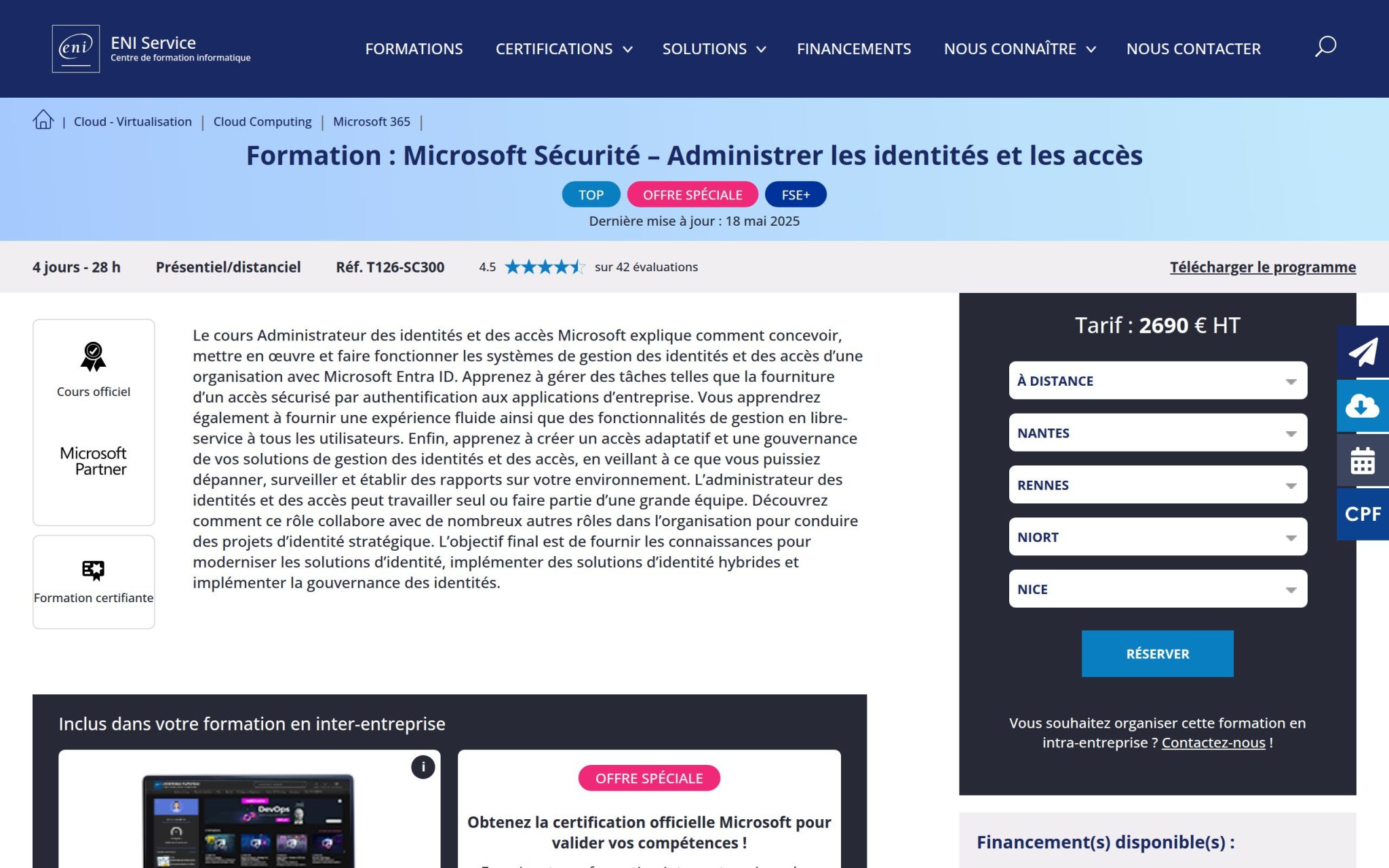Microsoft Sécurité – Administrer les identités et les accès - ENI Service