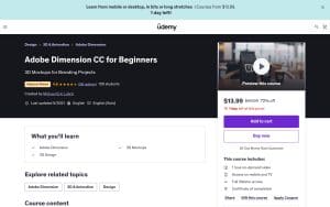 Adobe Dimension CC for Beginners – Udemy