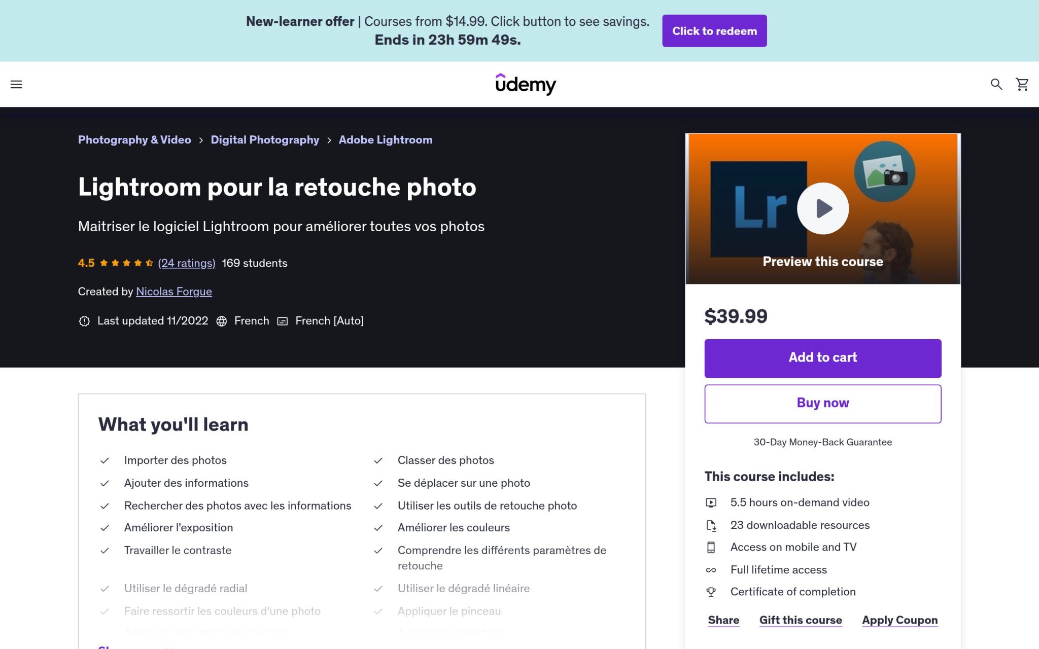 Lightroom pour la retouche photo - Udemy