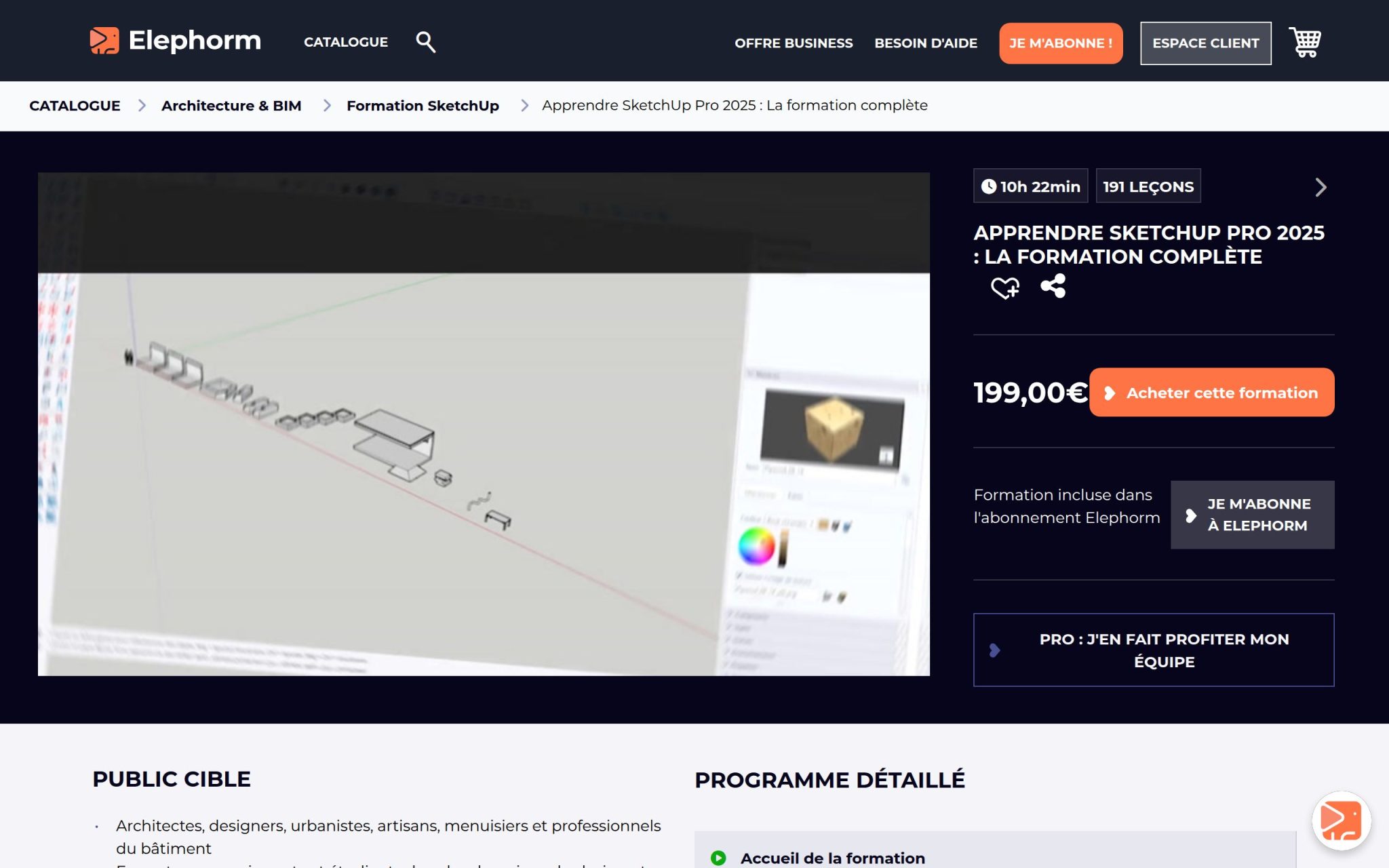 Apprendre SketchUp Pro 2025 : La formation complète - Elephorm