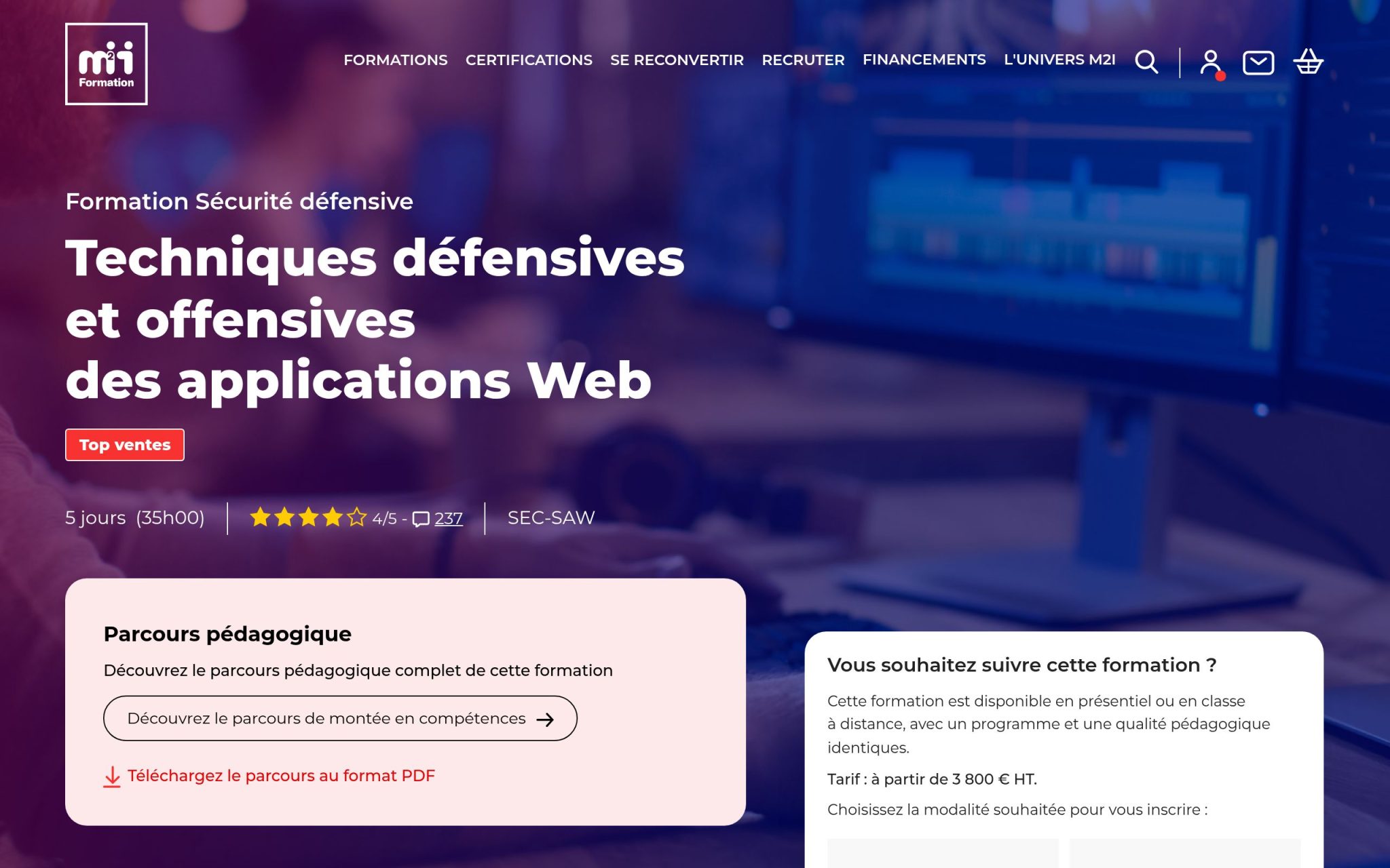 Techniques défensives et offensives des applications Web - M2i