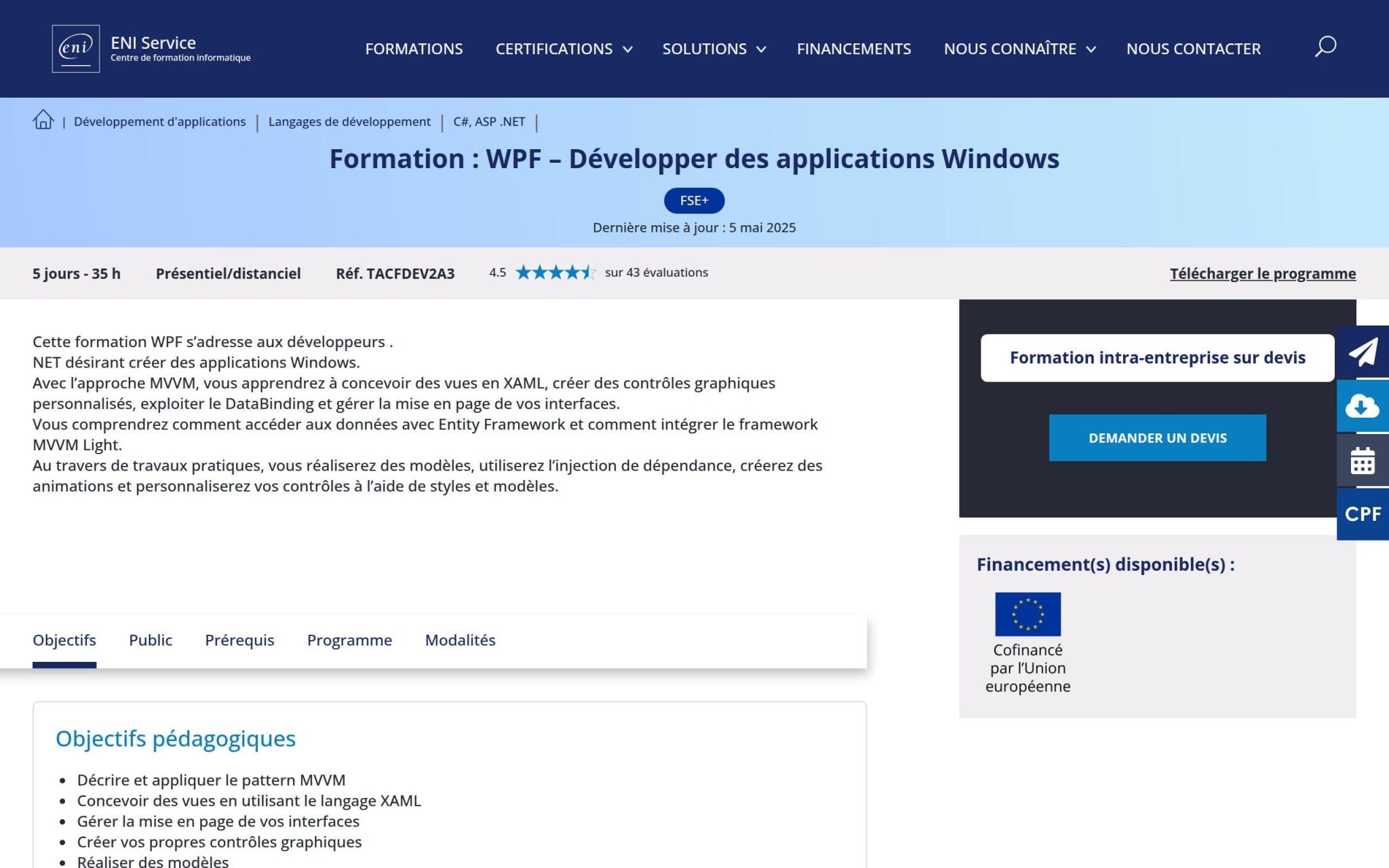 Formation : WPF â DĂ©velopper des applications Windows - ENI Service