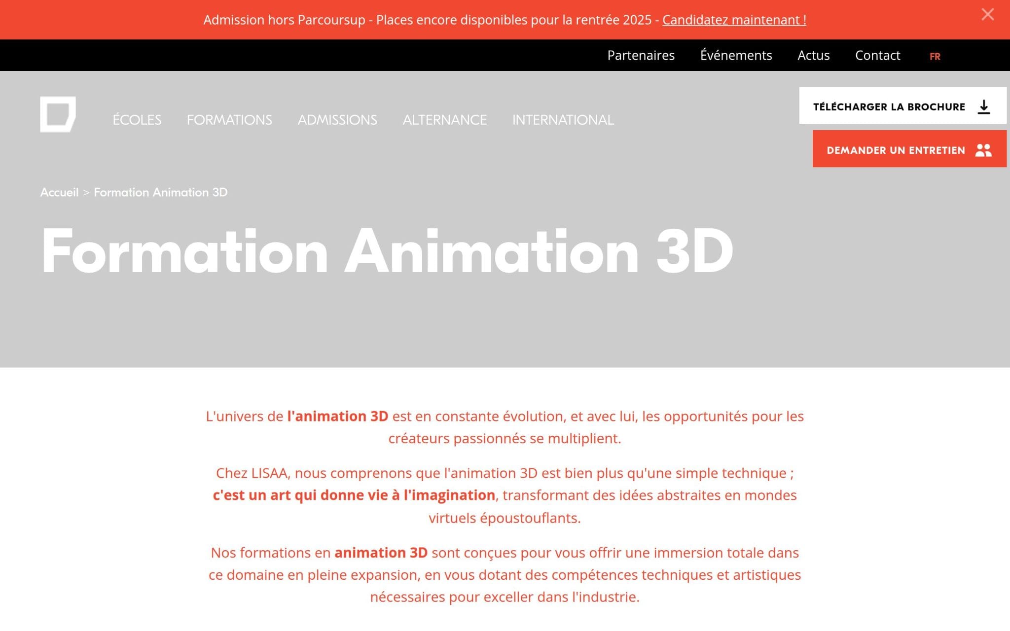 Formation Animation 3D - LISAA