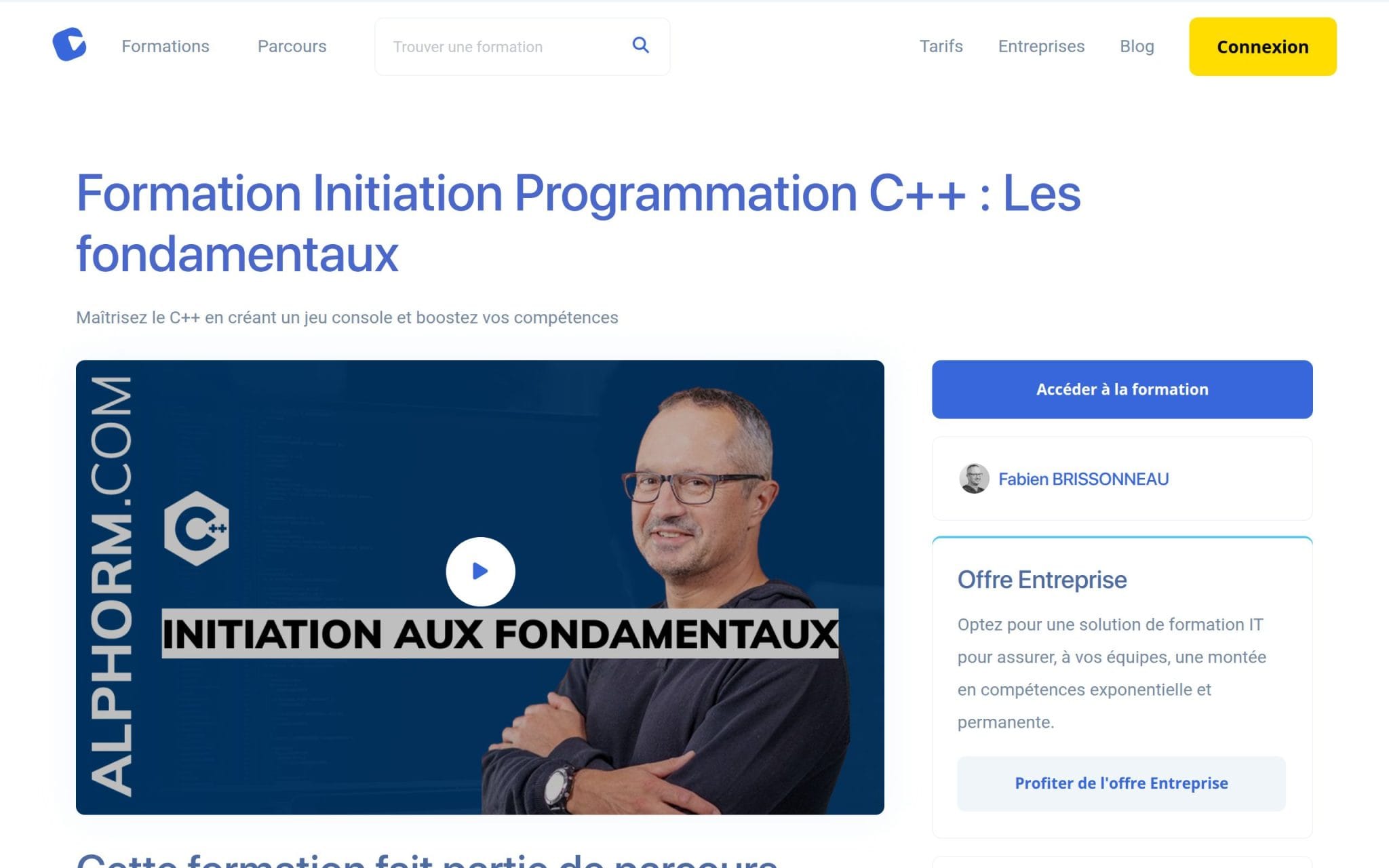 Formation Initiation Programmation C++ : Les fondamentaux - Alphorm