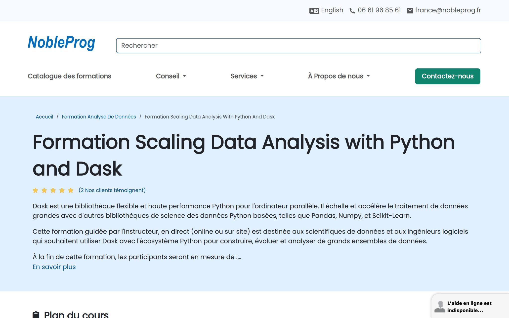 Formation Scaling Data Analysis with Python and Dask - NobleProg