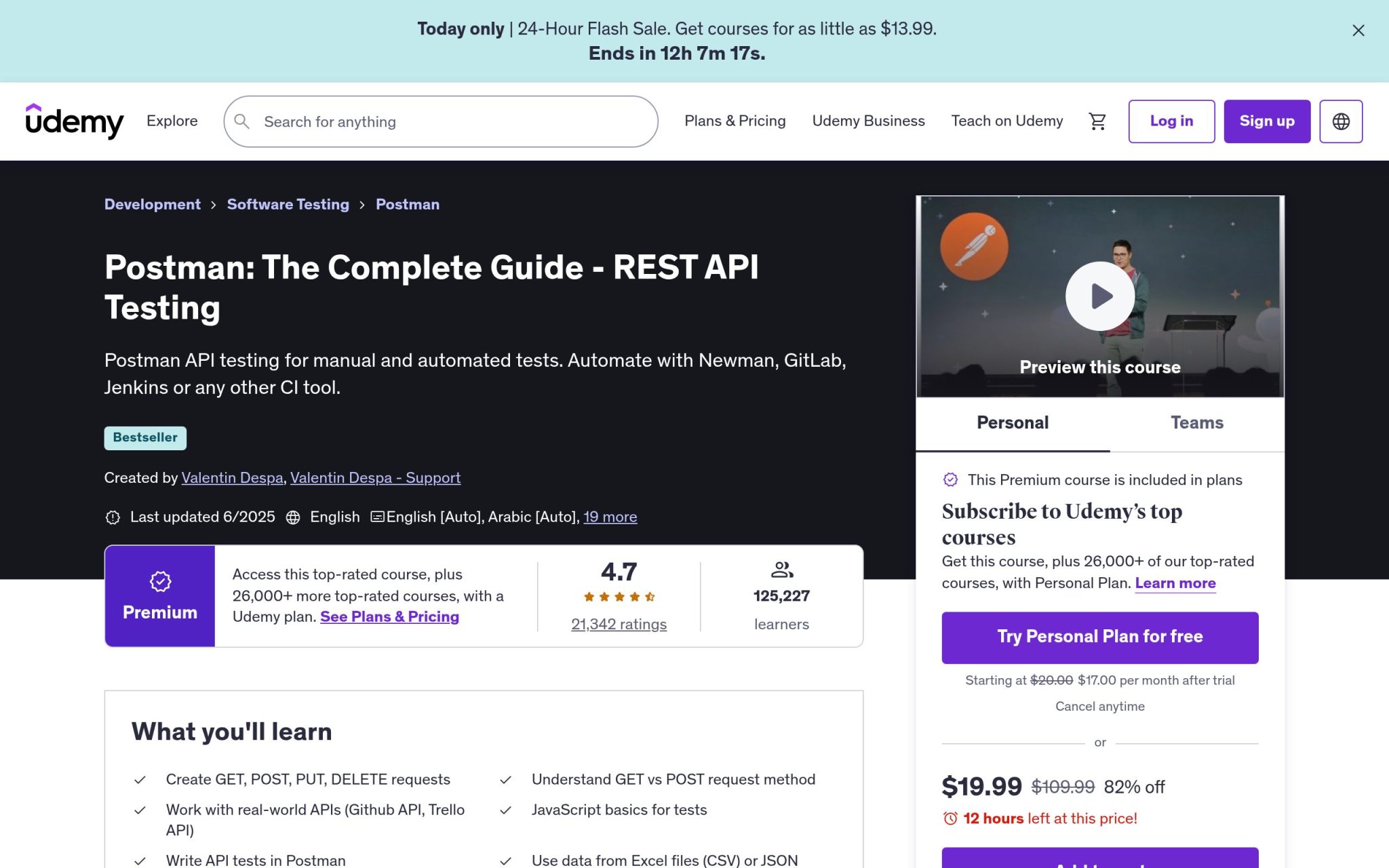 Postman: The Complete Guide - REST API Testing - Udemy