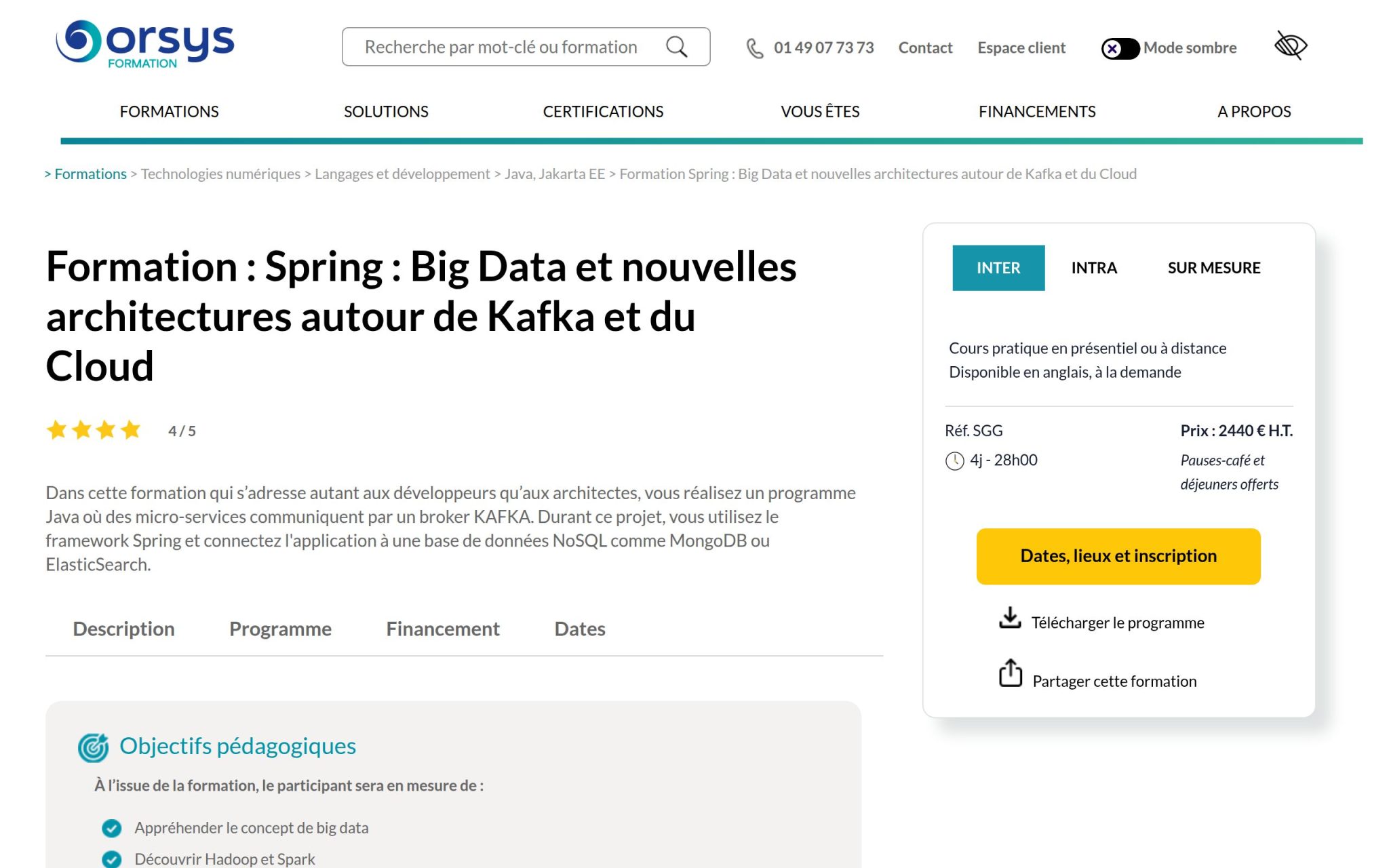 Spring : Big Data et nouvelles architectures autour de Kafka et du Cloud - Orsys