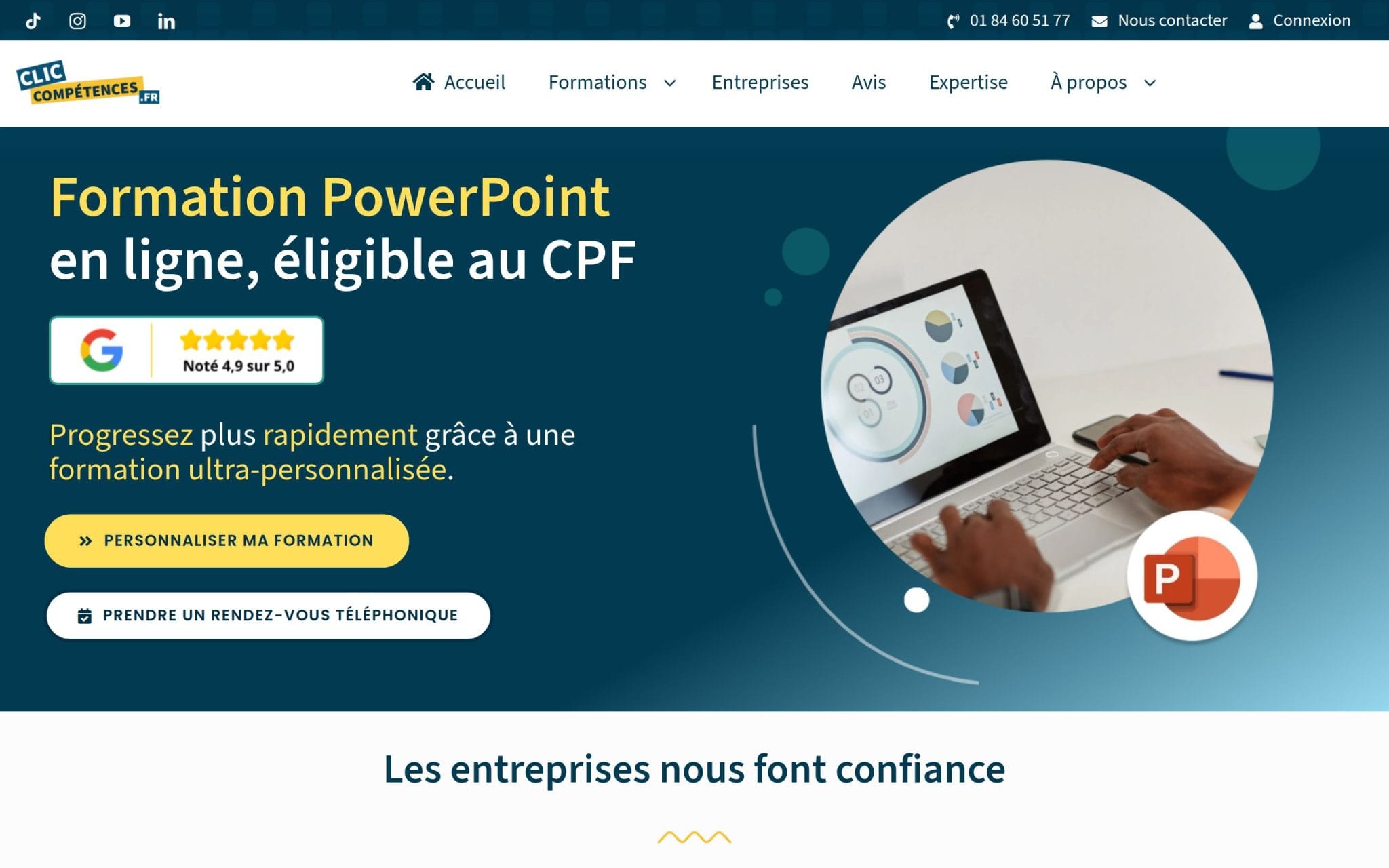 Formation PowerPoint en ligne, éligible au CPF - Clic Compétences