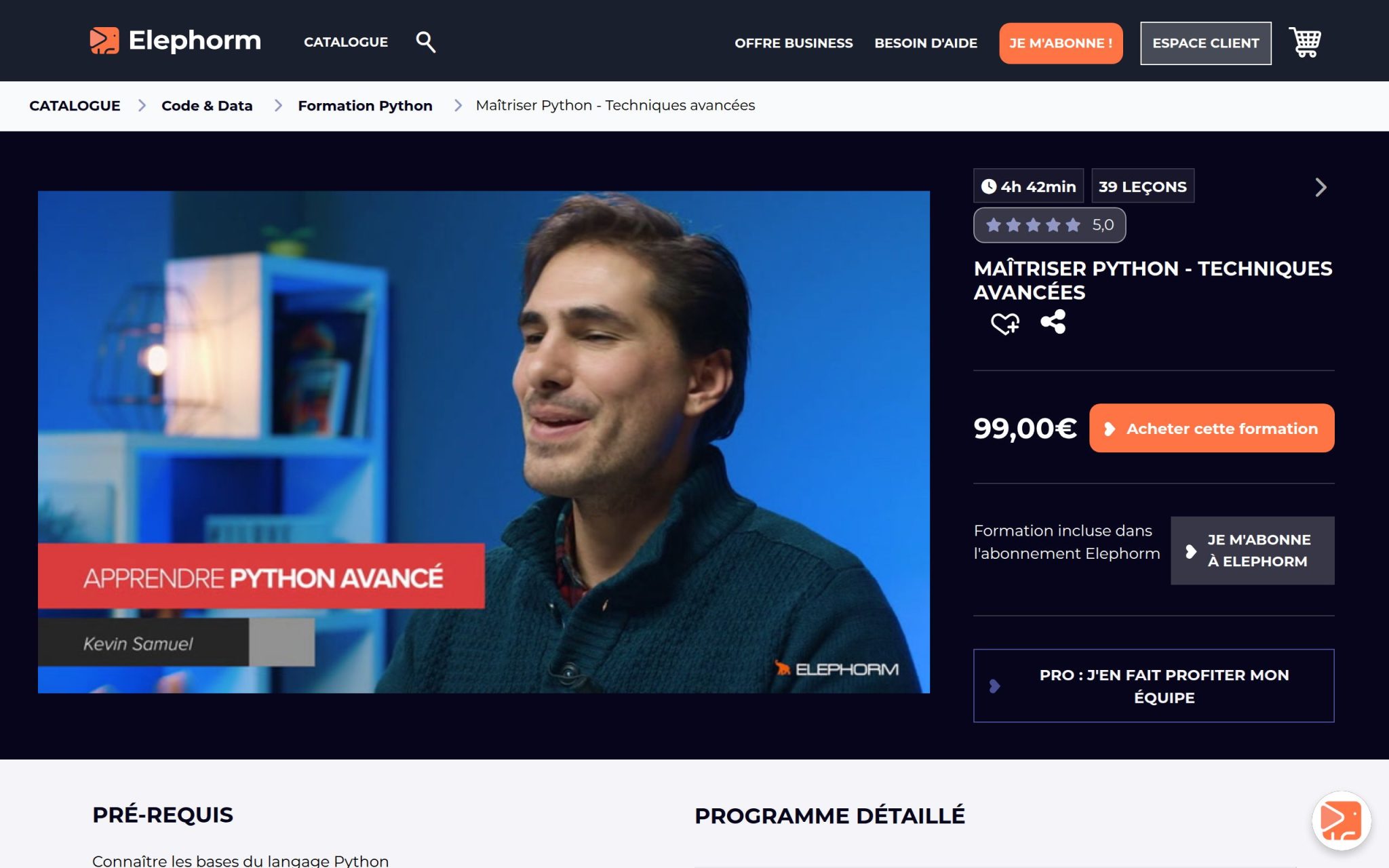 Maîtriser Python - Techniques avancées - Elephorm