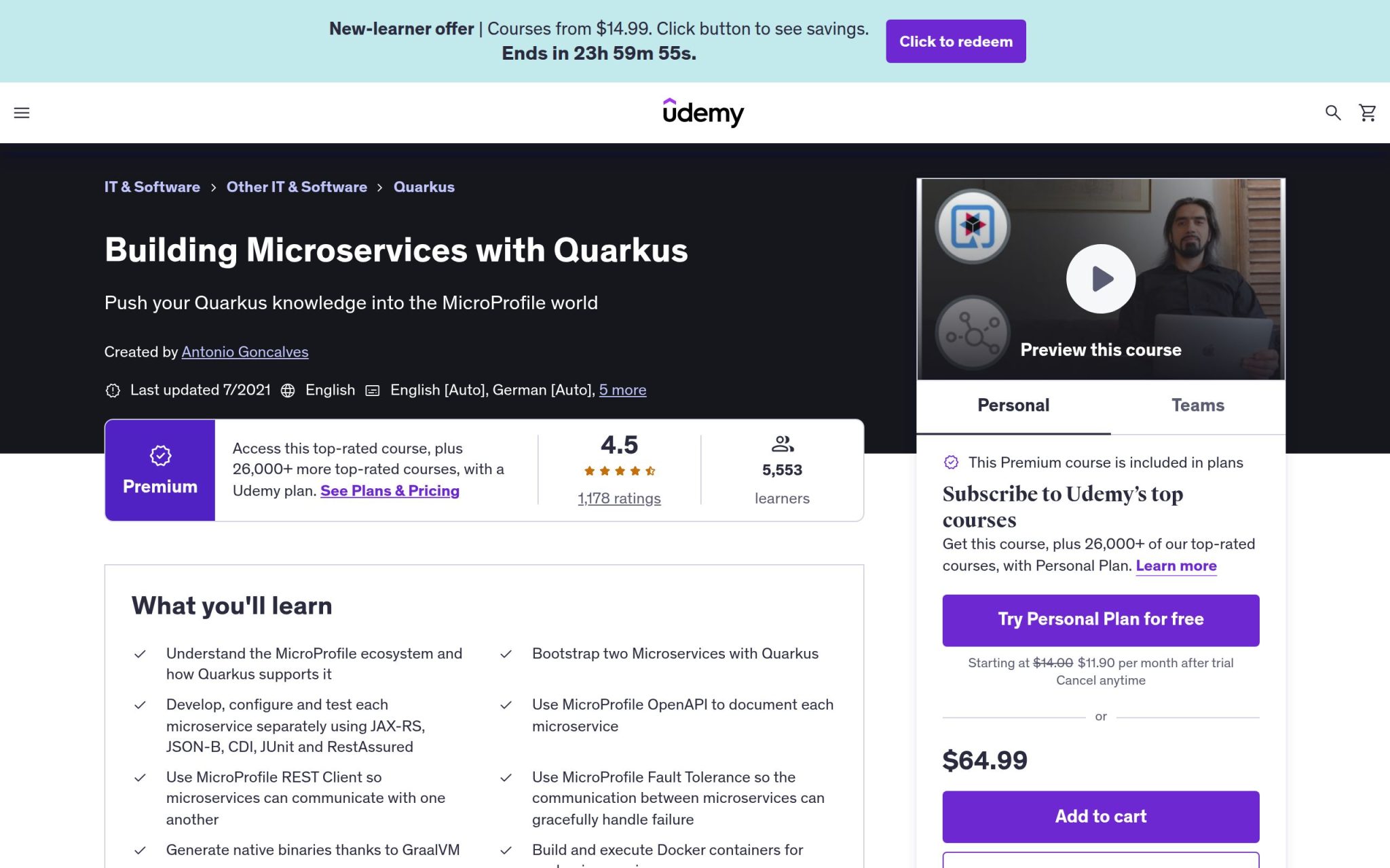 Building Microservices with Quarkus - Udemy