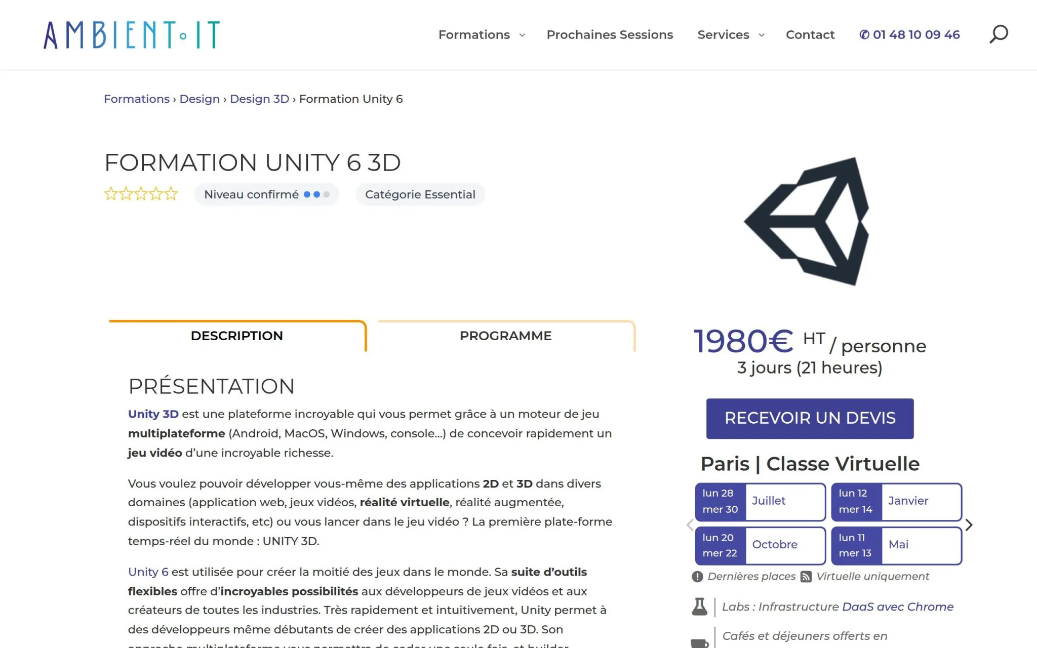 Formation Unity 6 3D - Ambient IT