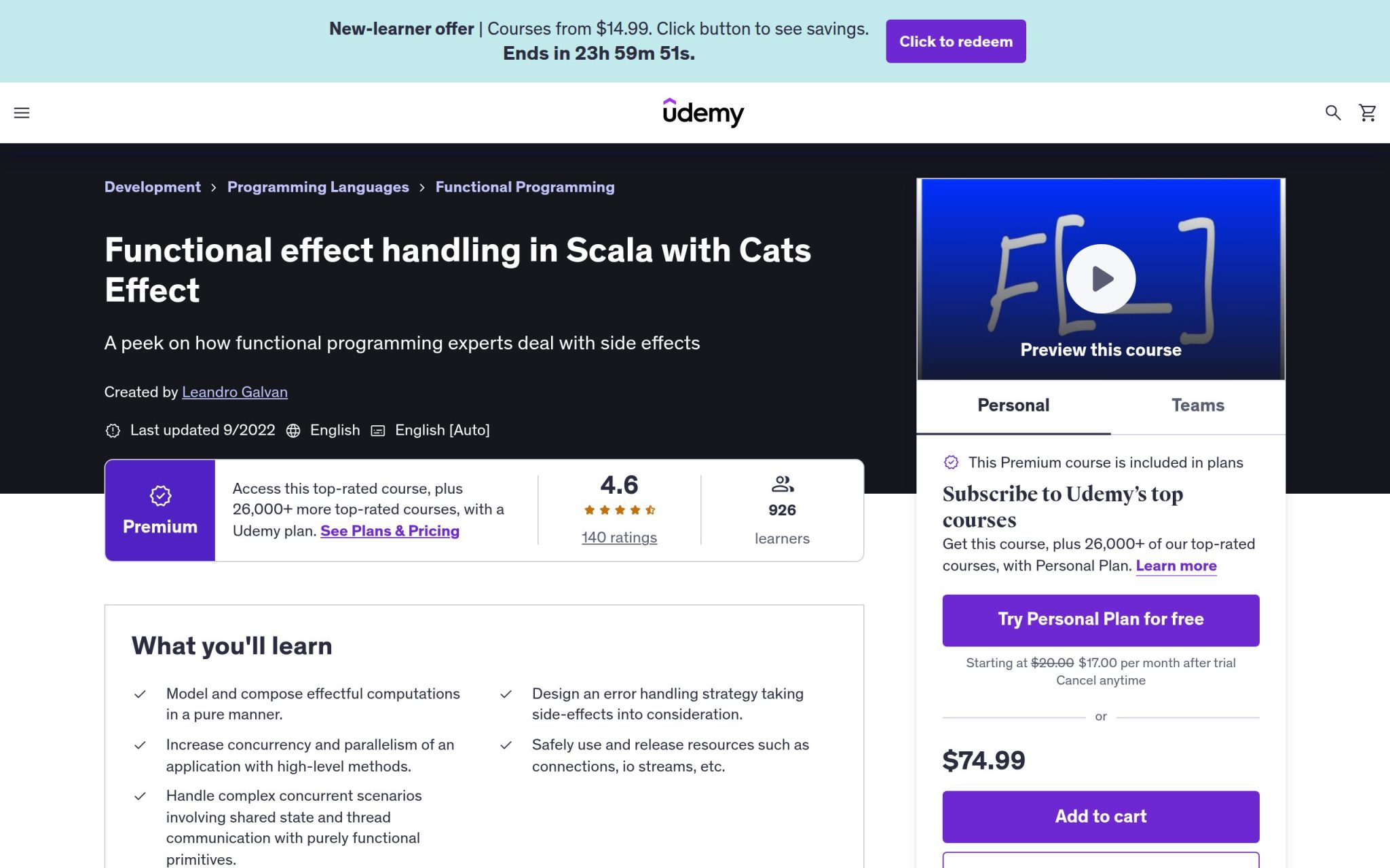 Functional effect handling in Scala with Cats Effect - Udemy