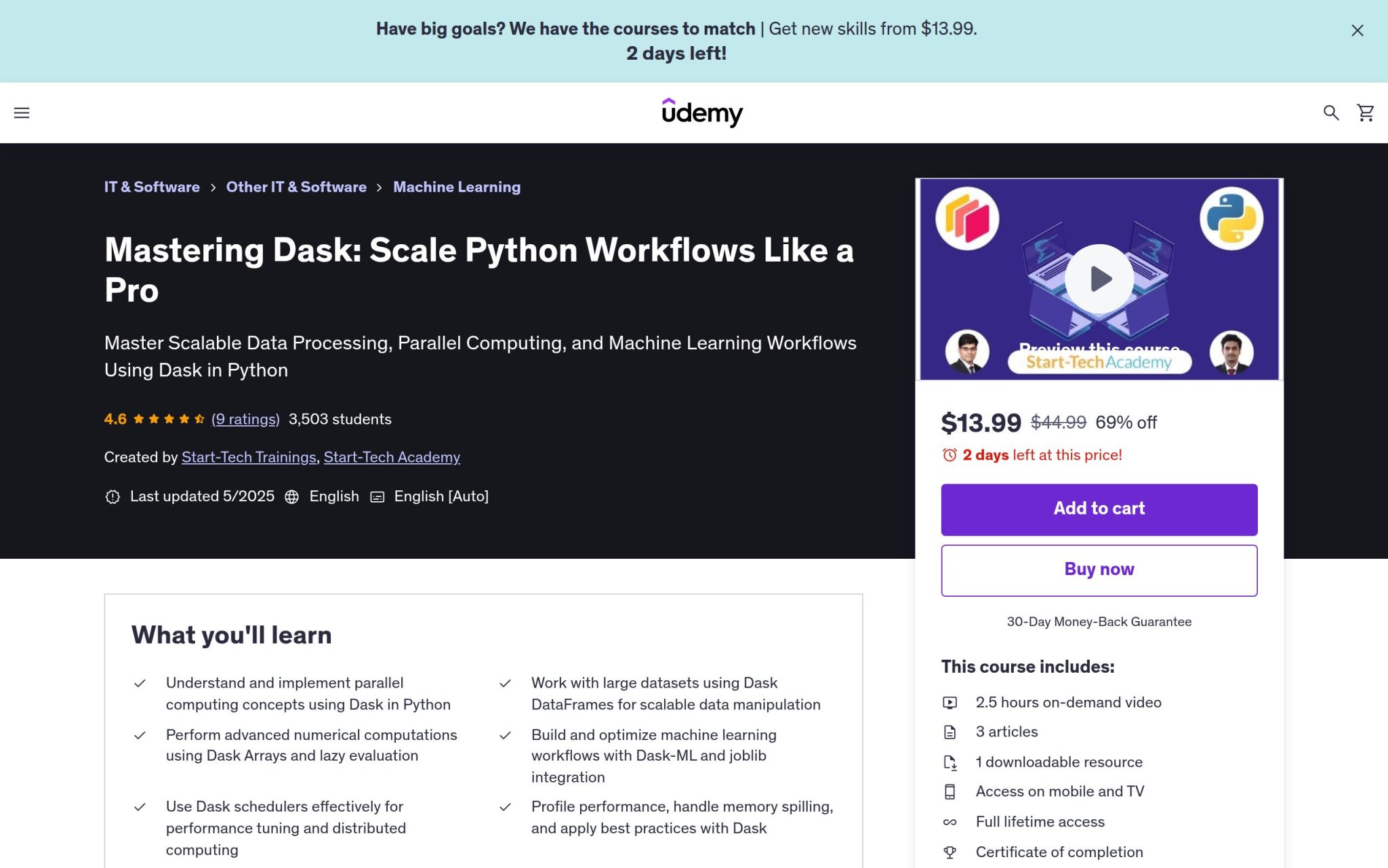 Mastering Dask: Scale Python Workflows Like a Pro - Udemy