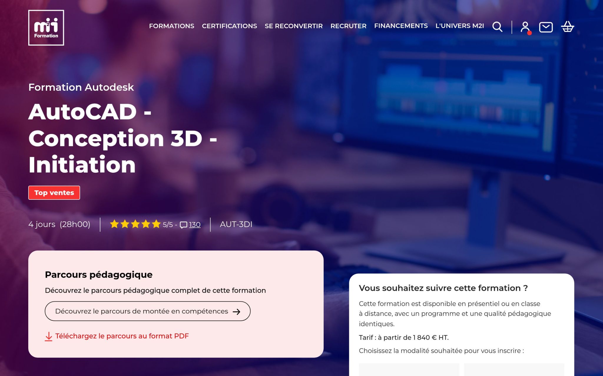AutoCAD - Conception 3D - Initiation - M2i