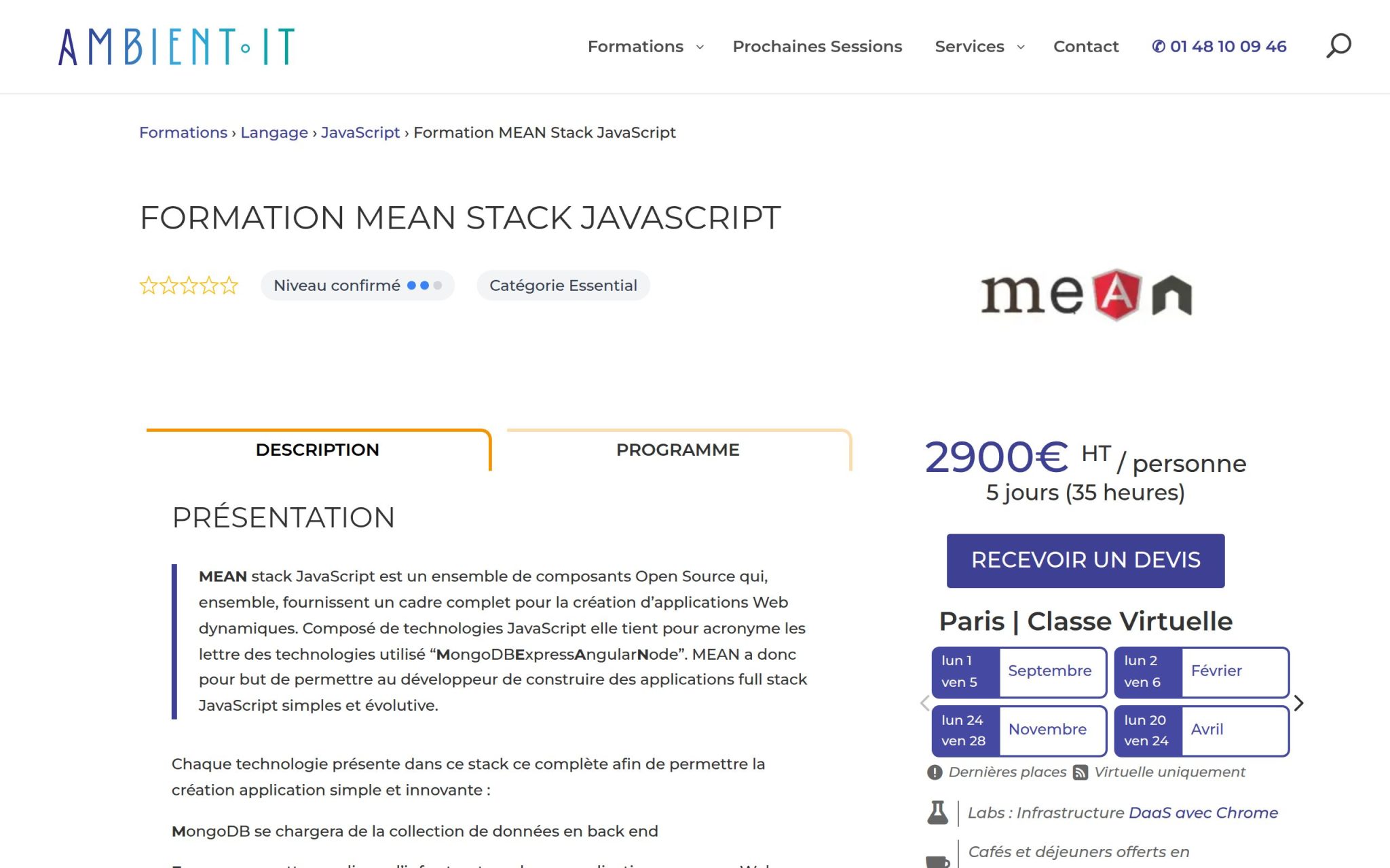 Formation MEAN Stack JavaScript - Ambient IT