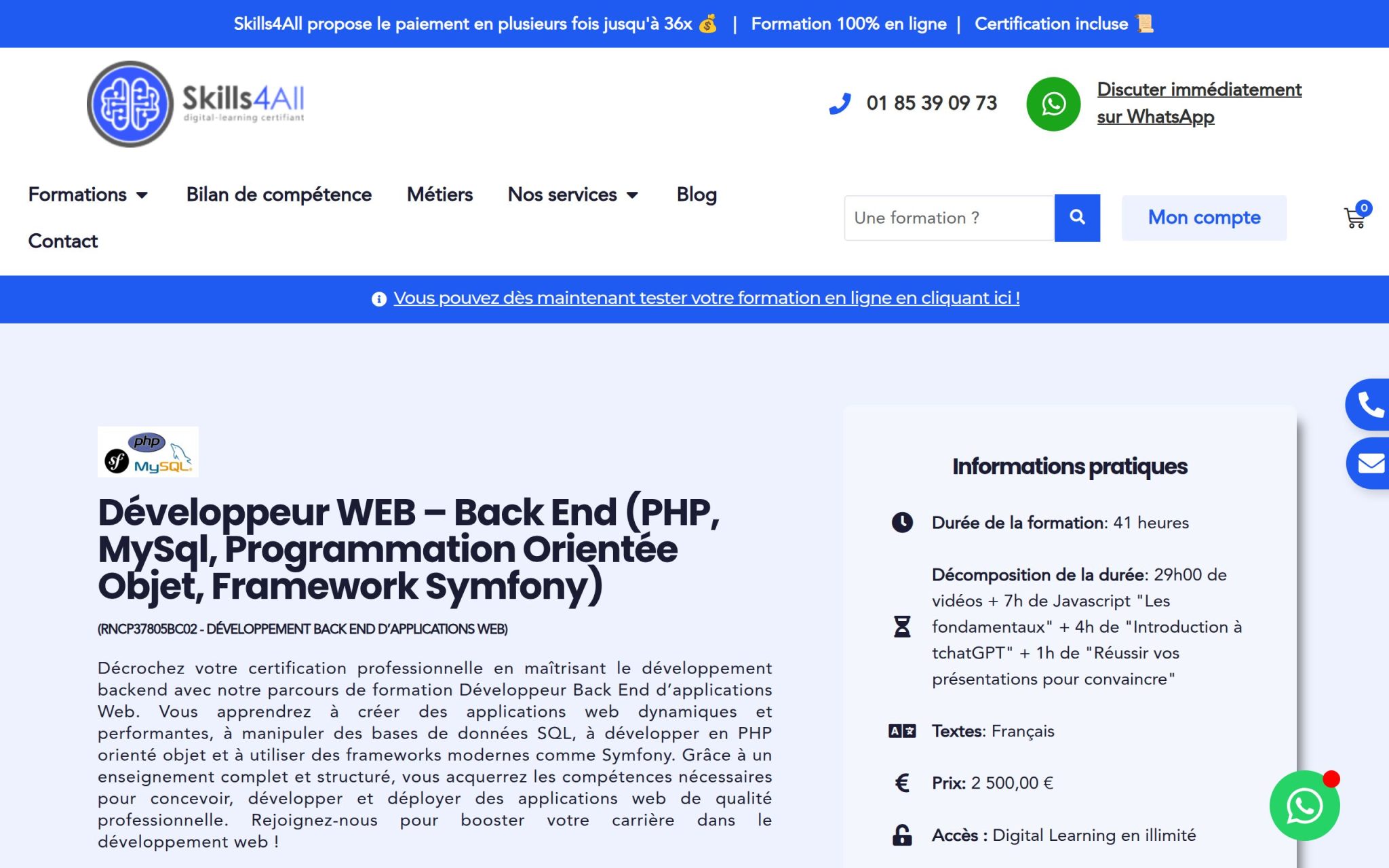 Formation Développeur WEB – Back End - Skills4All