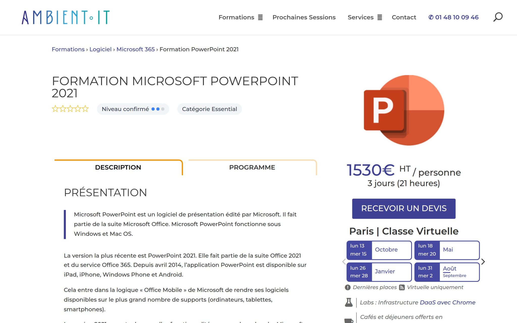Formation Microsoft PowerPoint 2021 - Ambient IT