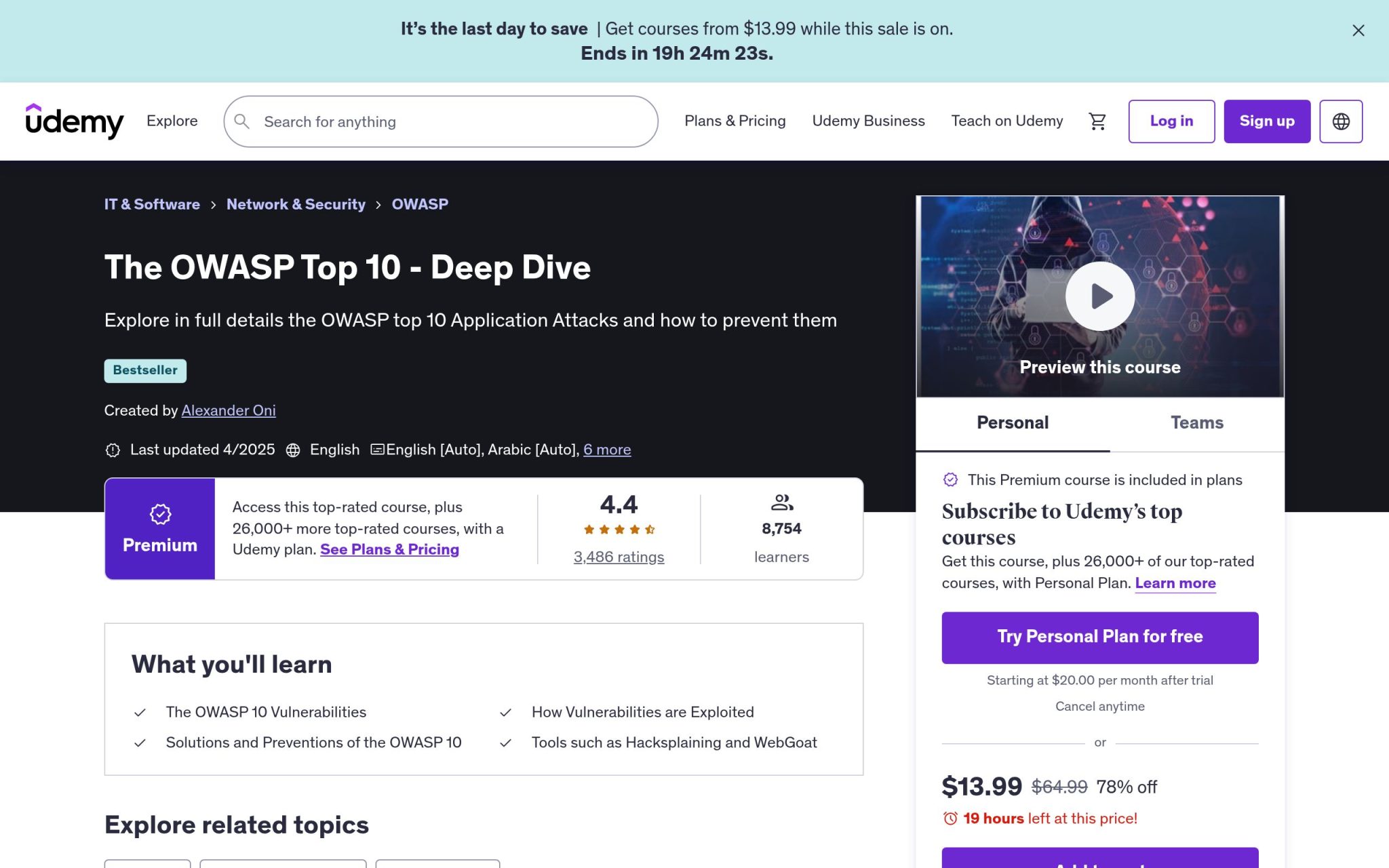 The OWASP Top 10 - Deep Dive - Udemy