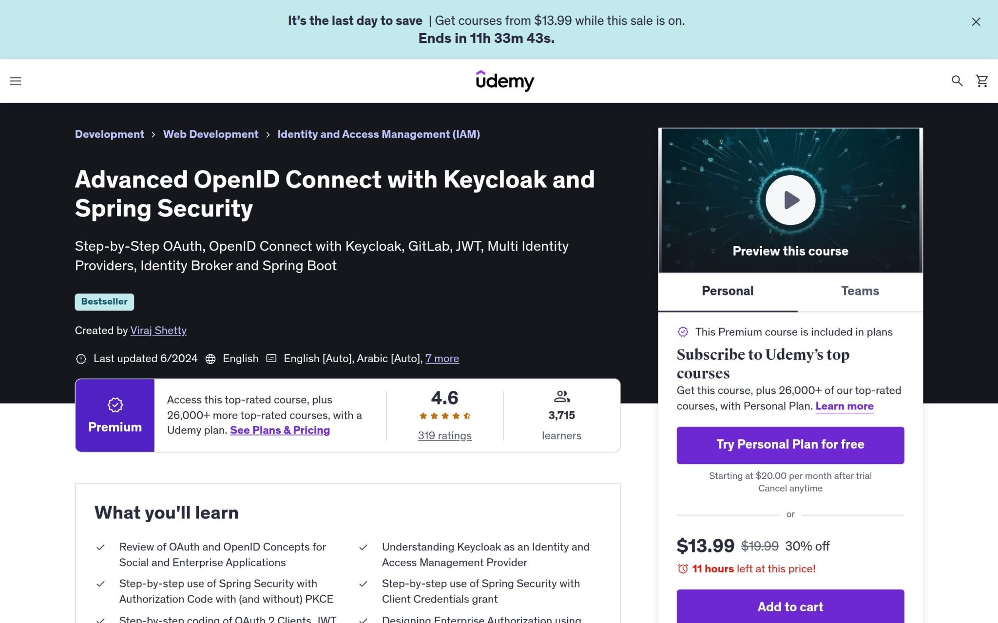 OpenID Connect avancé avec Keycloak et Spring Security - Udemy