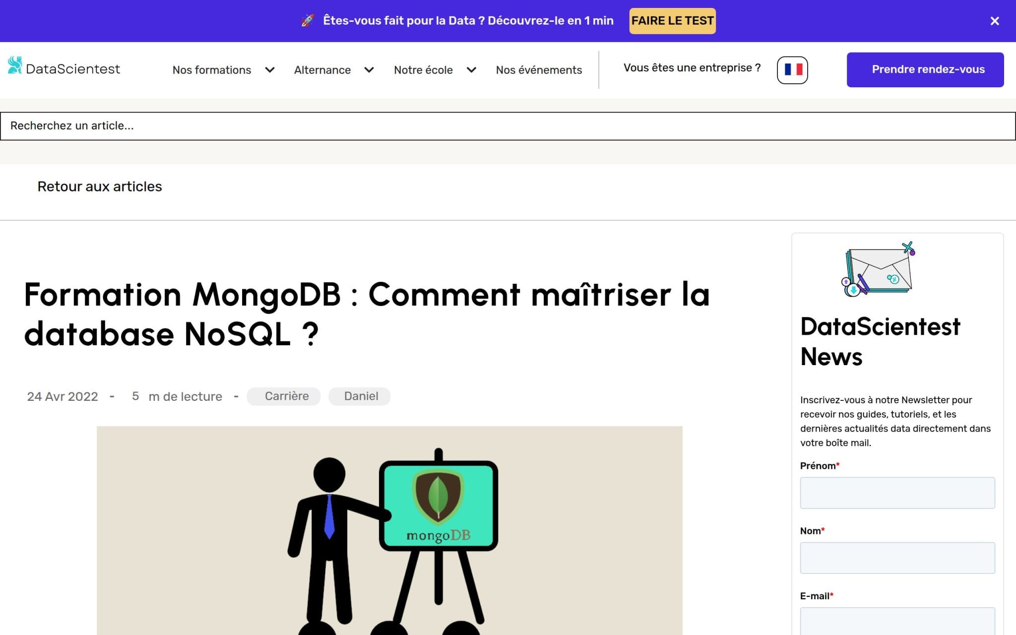 Formation MongoDB : Comment maĂźtriser la database NoSQL ? - Datascientest.com