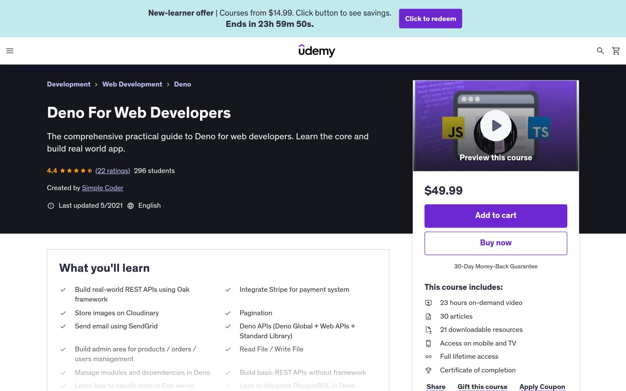 Deno For Web Developers - Udemy