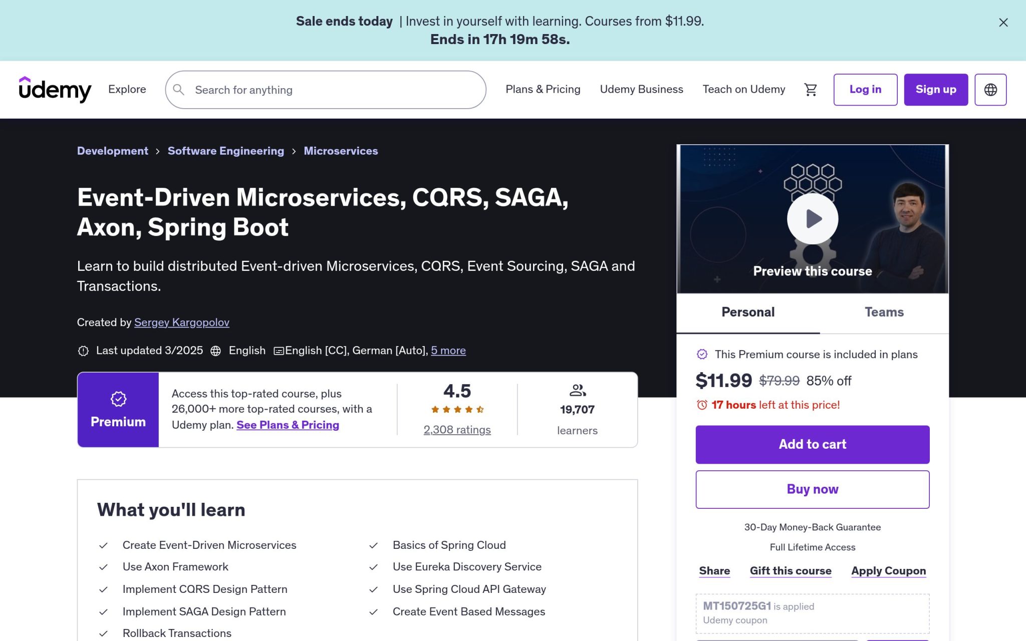 Event-Driven Microservices, CQRS, SAGA, Axon, Spring Boot - Udemy