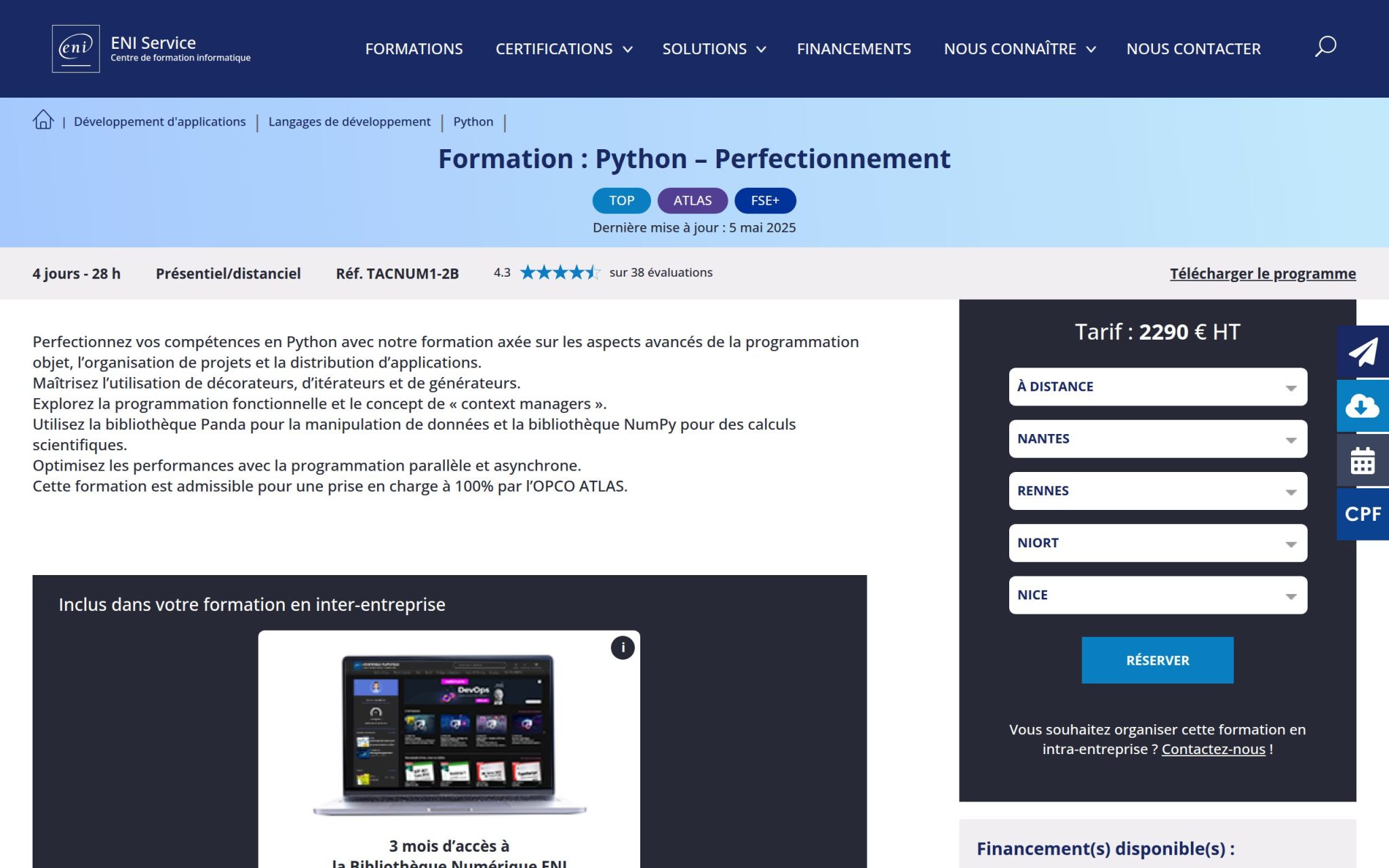 Formation : Python – Perfectionnement - ENI Service