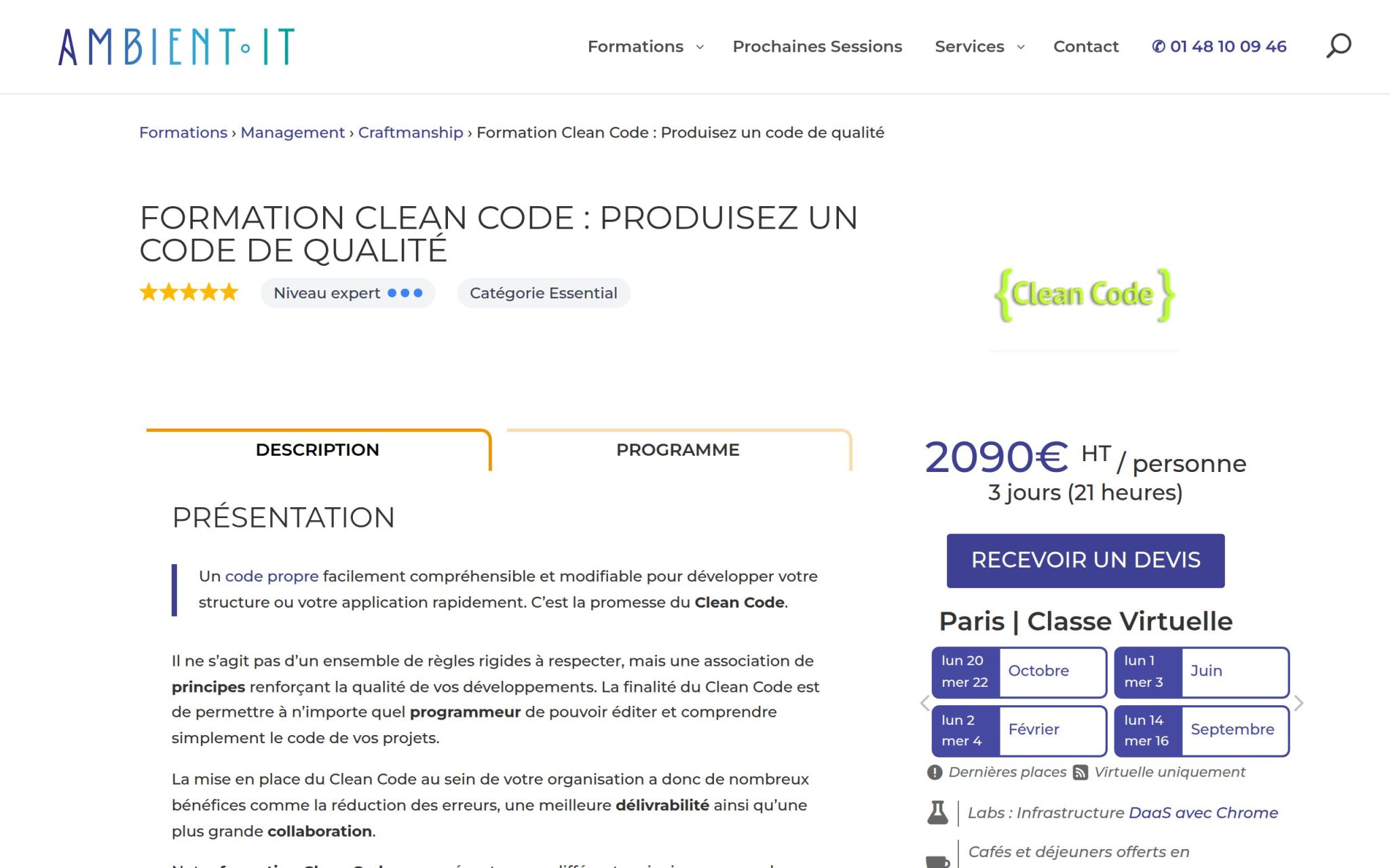 Formation Clean Code : Produisez un code de qualité - Ambient IT