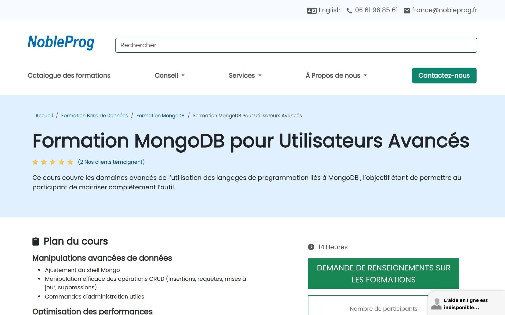 Formation MongoDB pour Utilisateurs Avancés - NobleProg