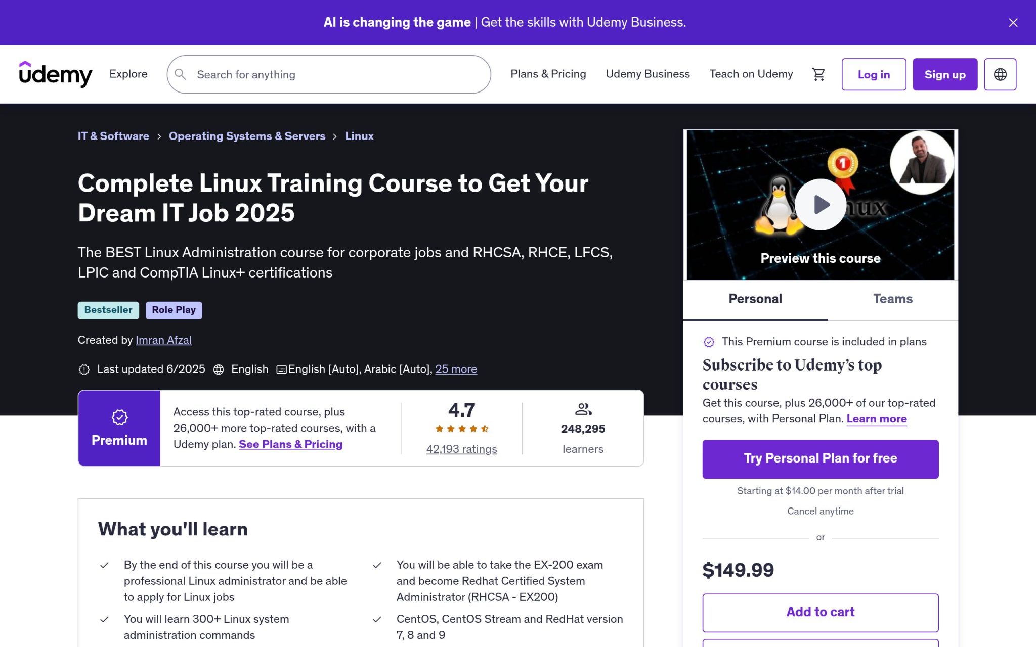 Complete Linux Training Course to Get Your Dream IT Job 2025 - Udemy