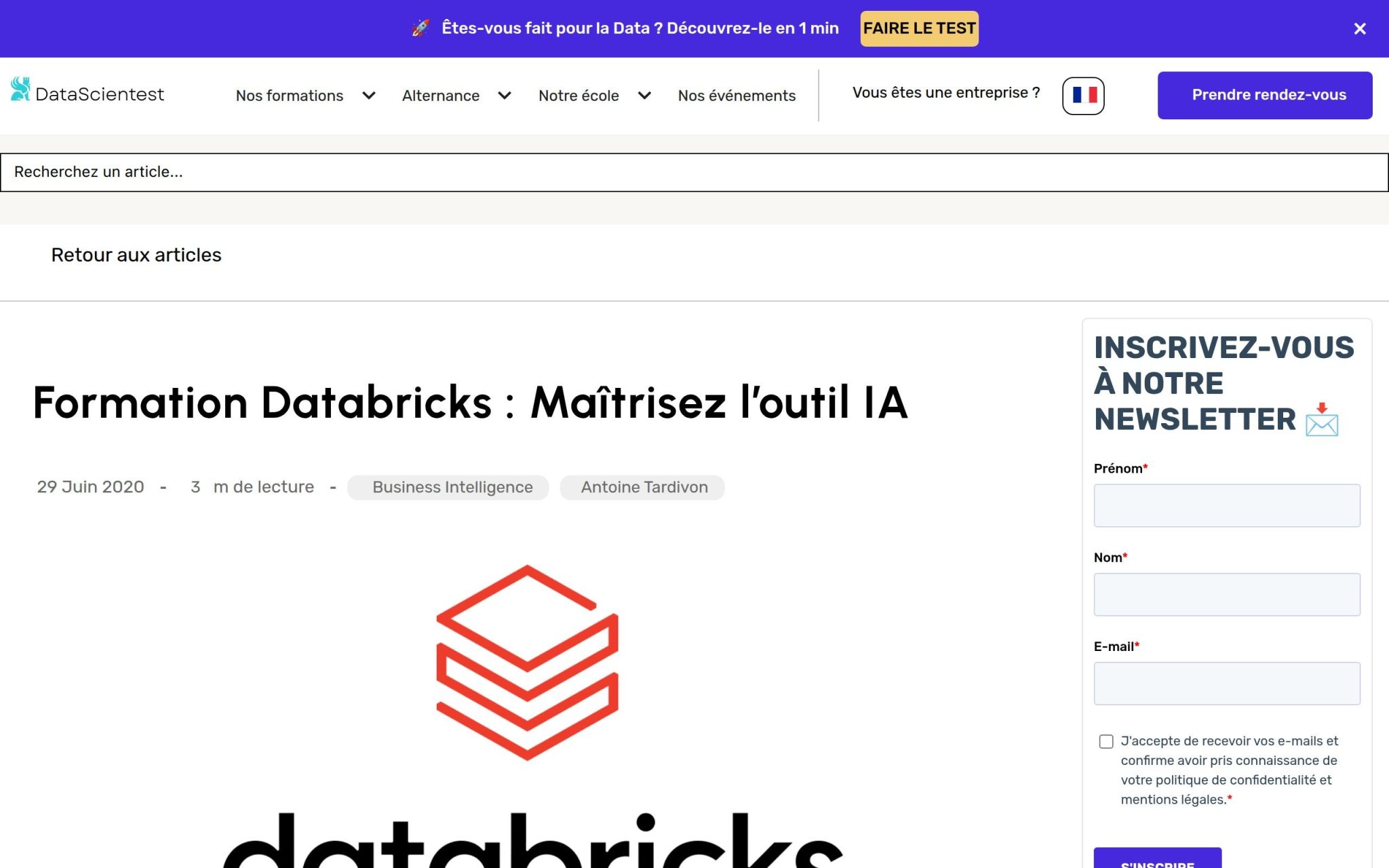 Formation Databricks : MaĂźtrisez lâoutil IA - Datascientest.com