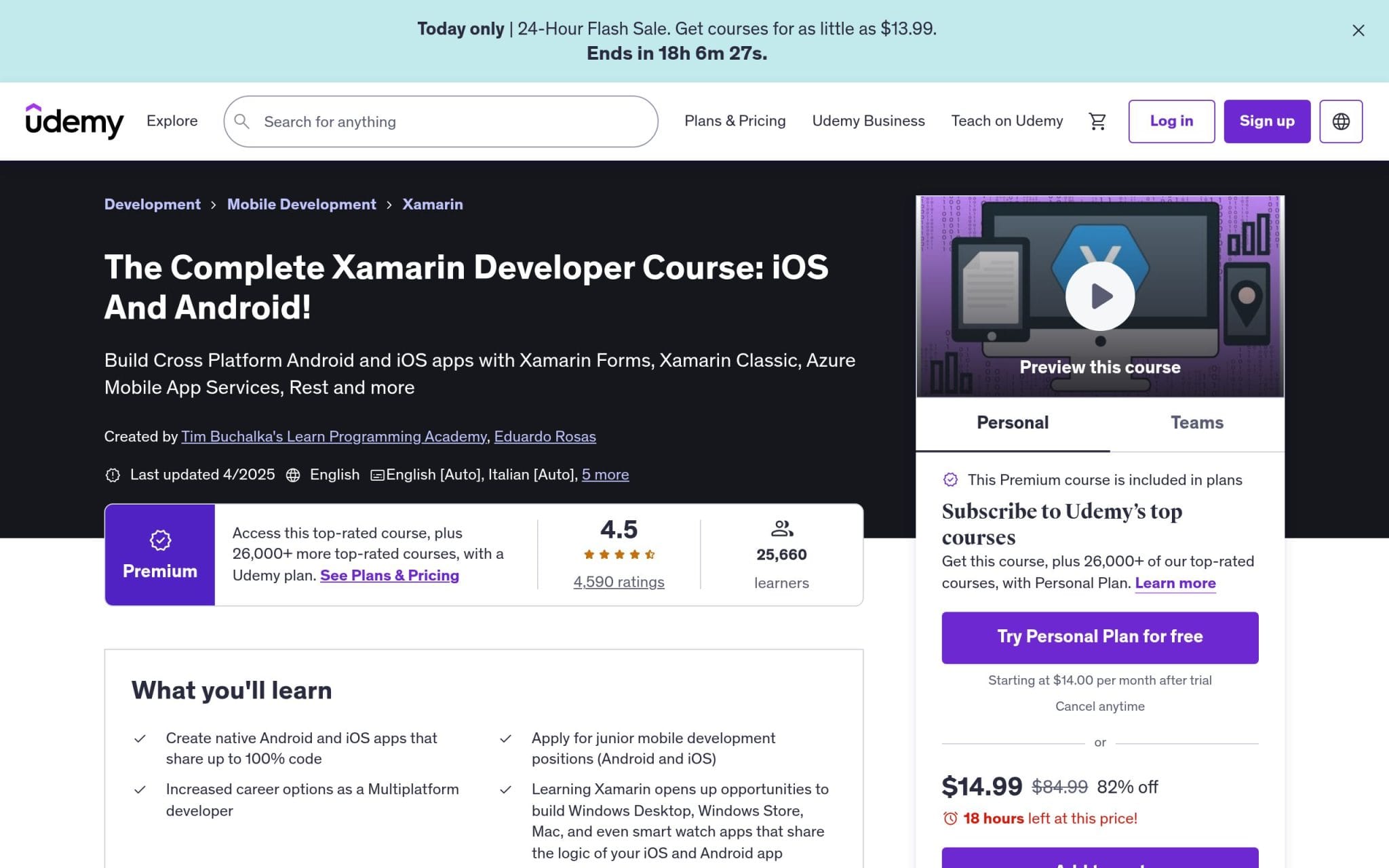 The Complete Xamarin Developer Course: iOS And Android! - Udemy