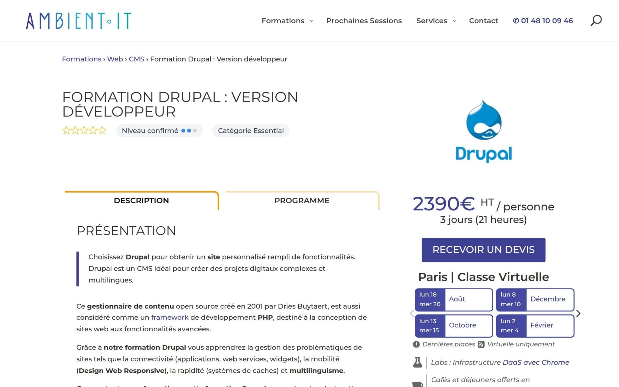 Formation Drupal : Version développeur - Ambient IT