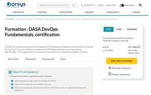 Formation : DASA DevOps Fundamentals, certification – Orsys