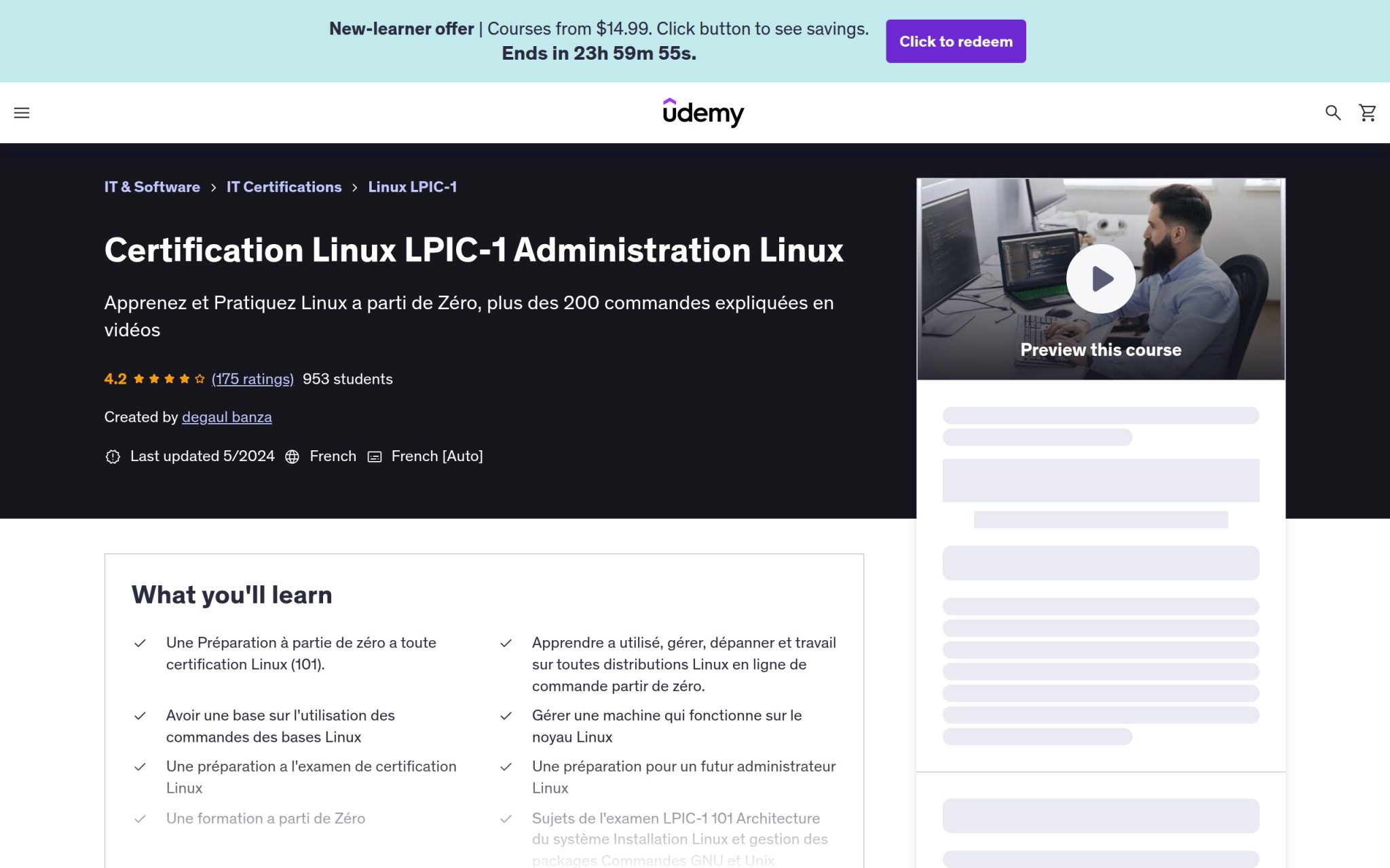 Certification Linux LPIC-1 Administration Linux - Udemy