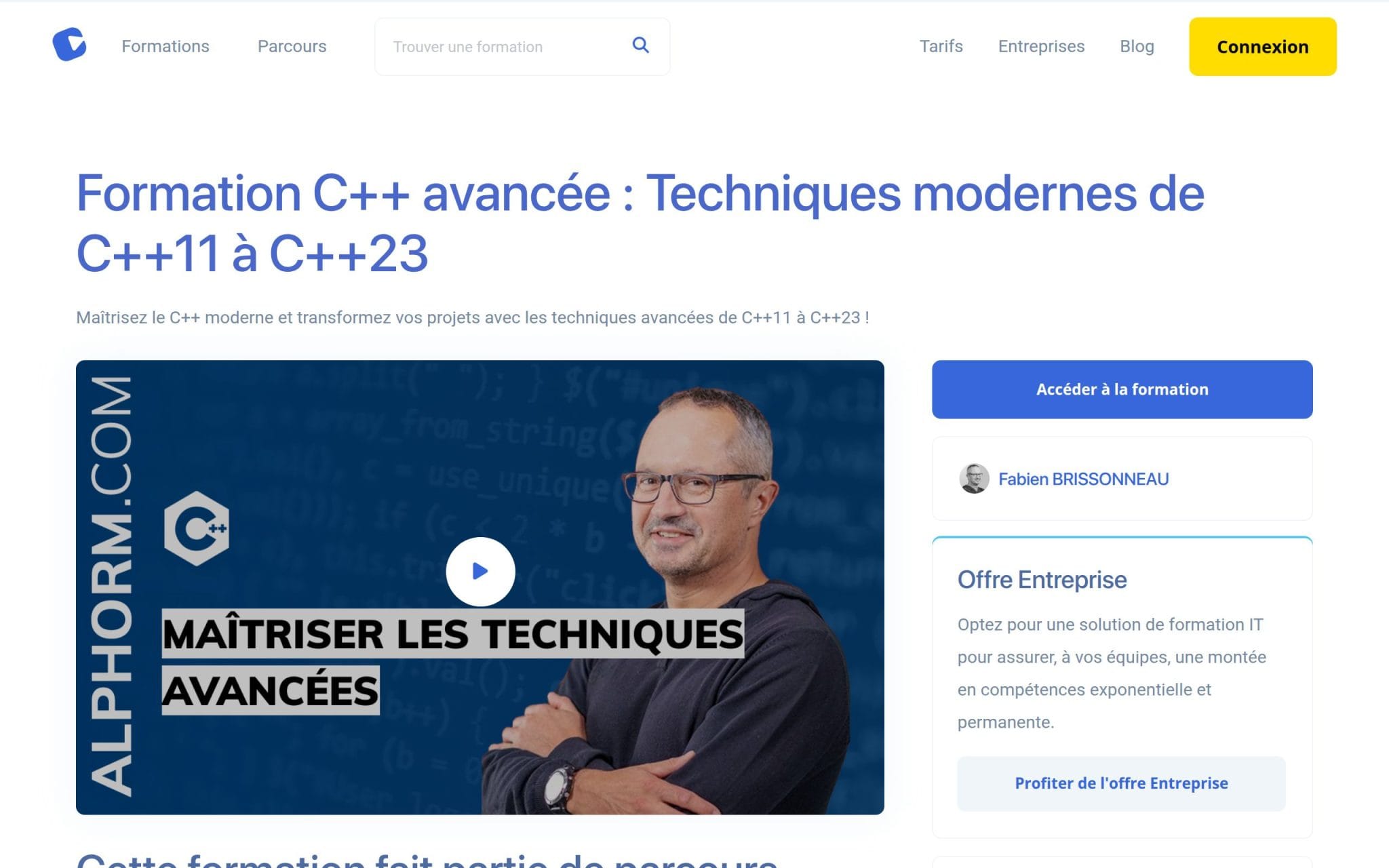 Formation C++ avancée : Techniques modernes de C++11 à C++23 - Alphorm