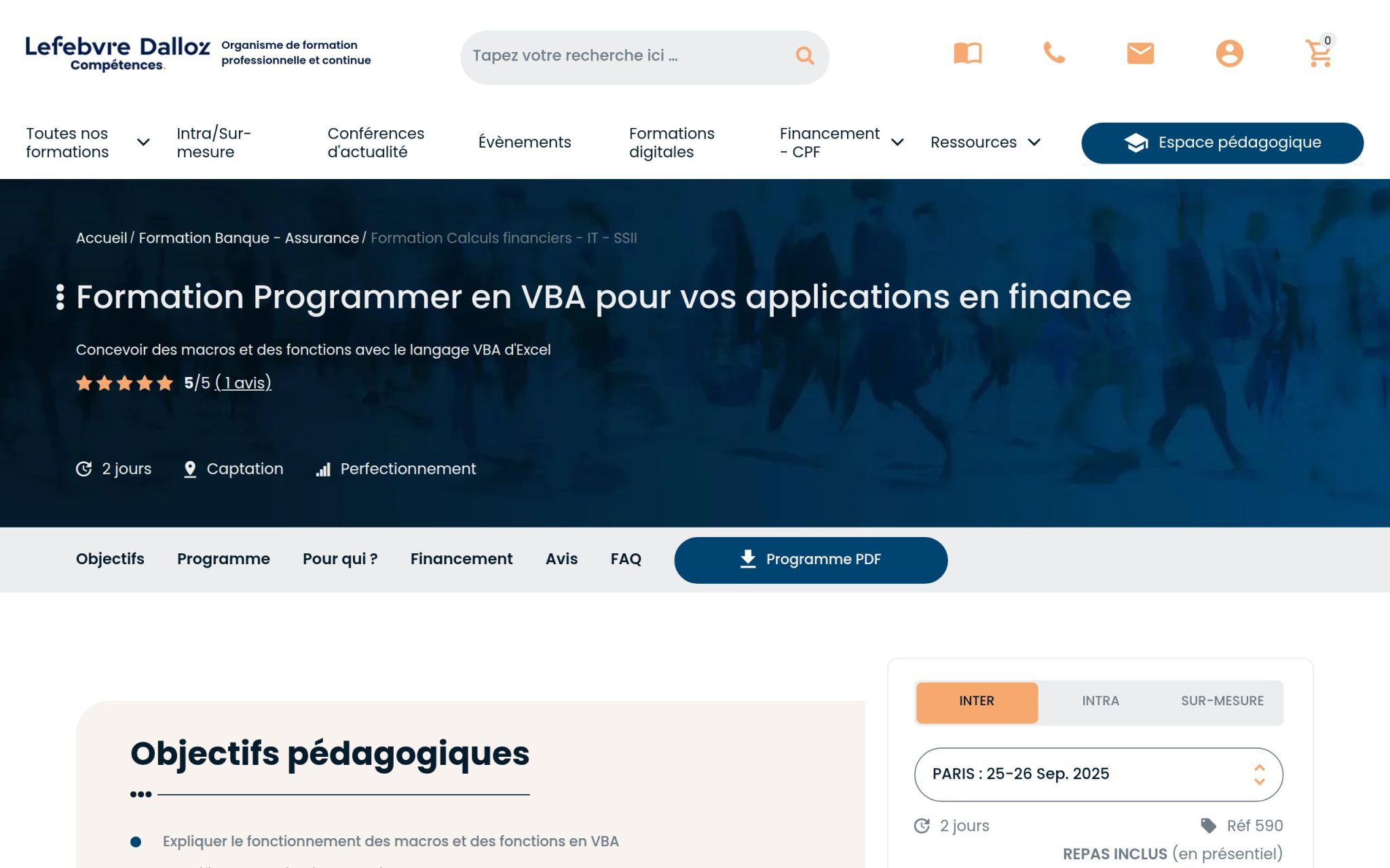 Formation Programmer en VBA pour vos applications en finance - Lefebvre Dalloz Compétences