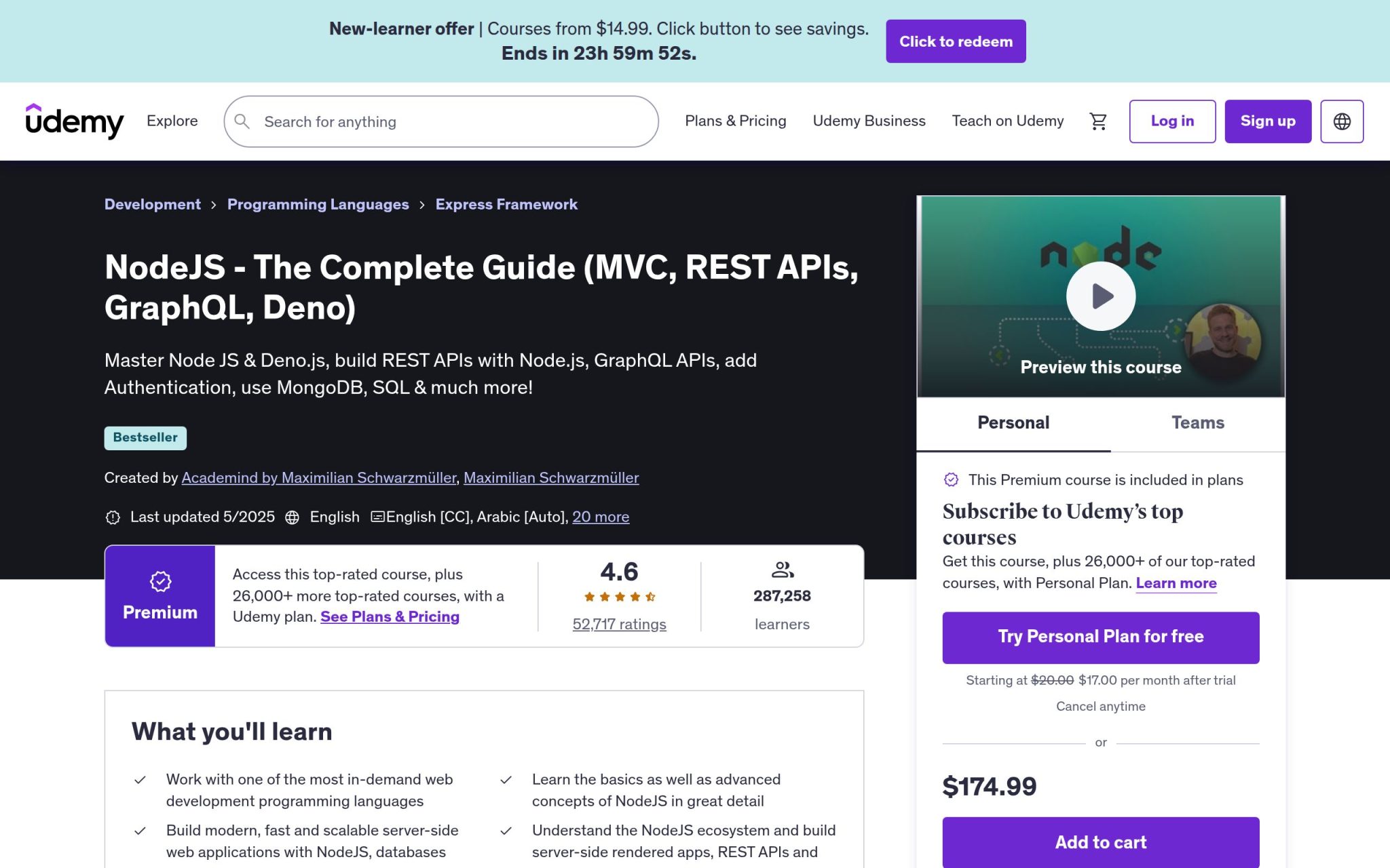 NodeJS - The Complete Guide - Udemy
