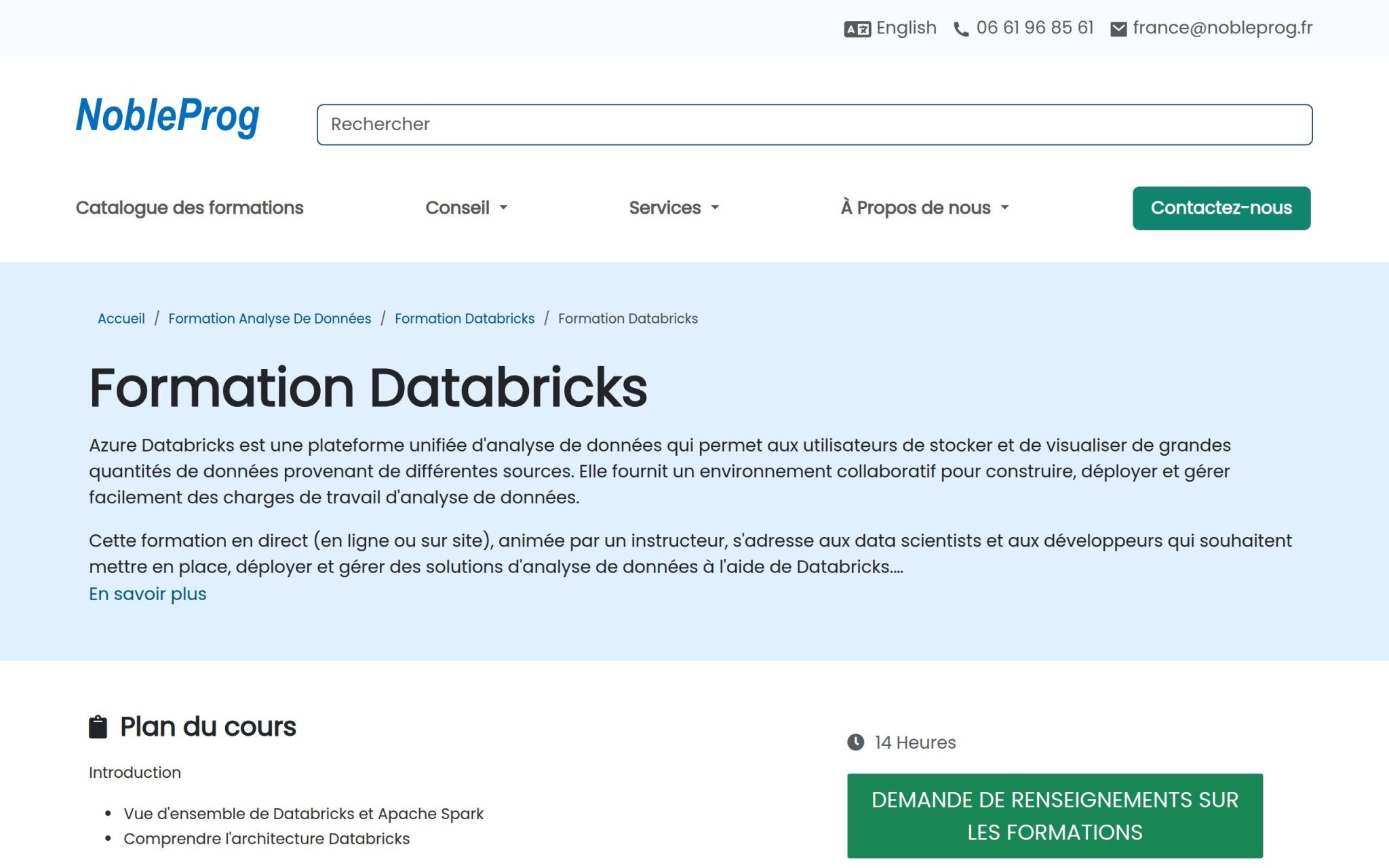 Formation Databricks - NobleProg