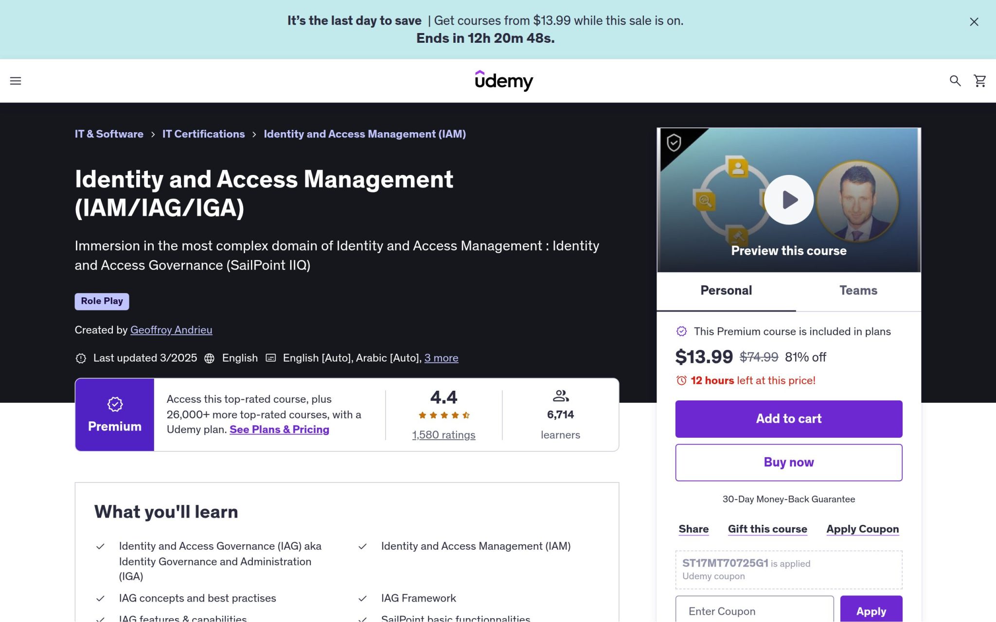 Identity and Access Management (IAM/IAG/IGA) - Udemy