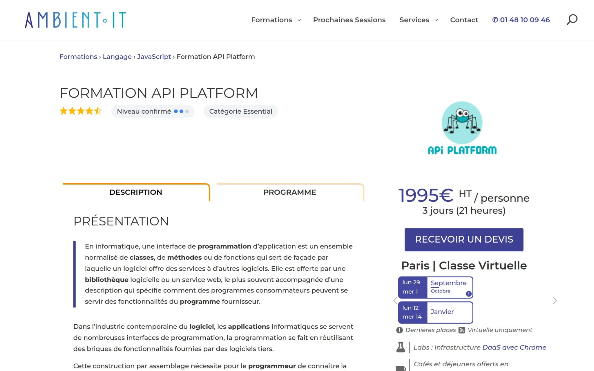Formation API Platform - Ambient IT