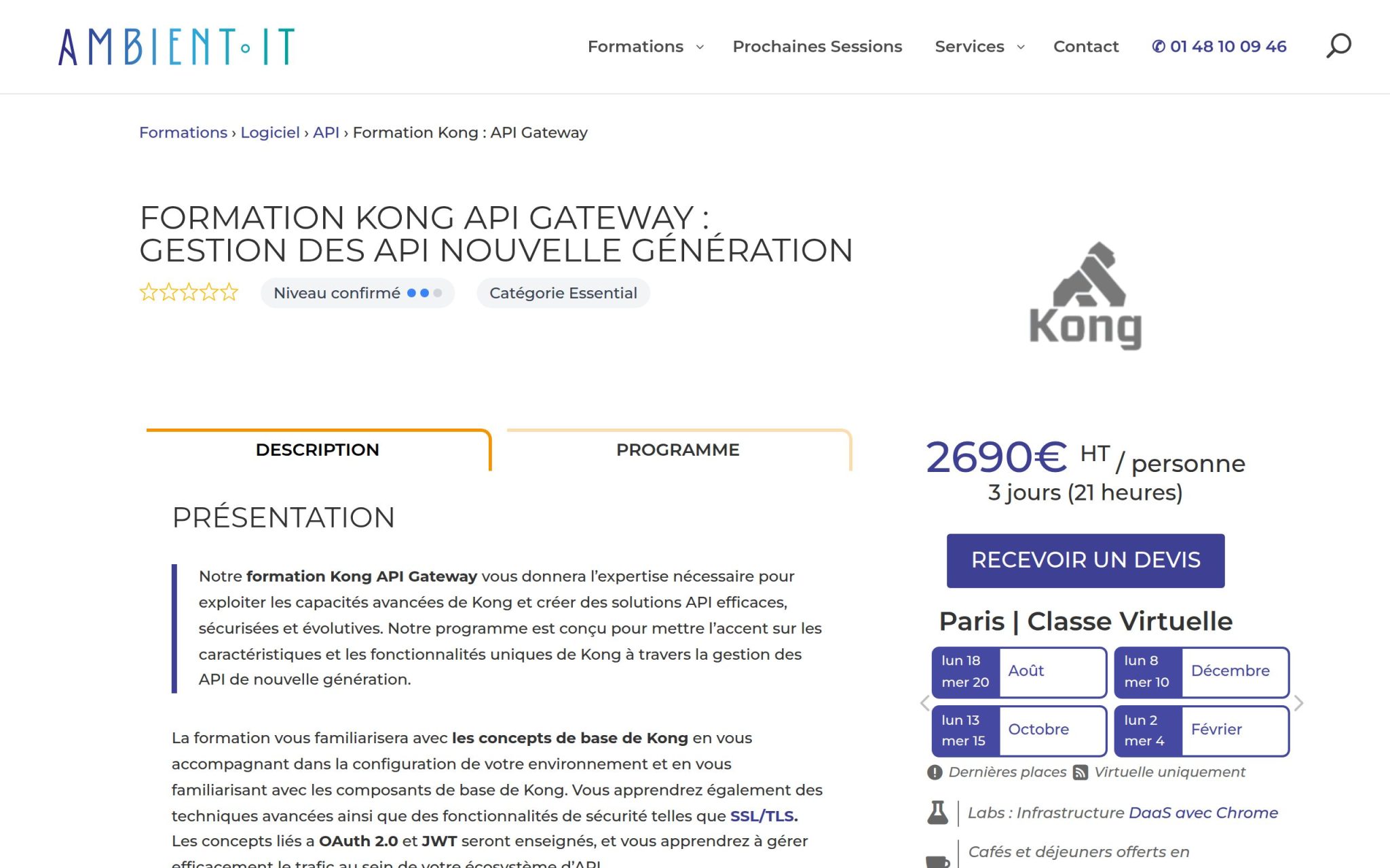 Formation Kong API Gateway - Ambient IT