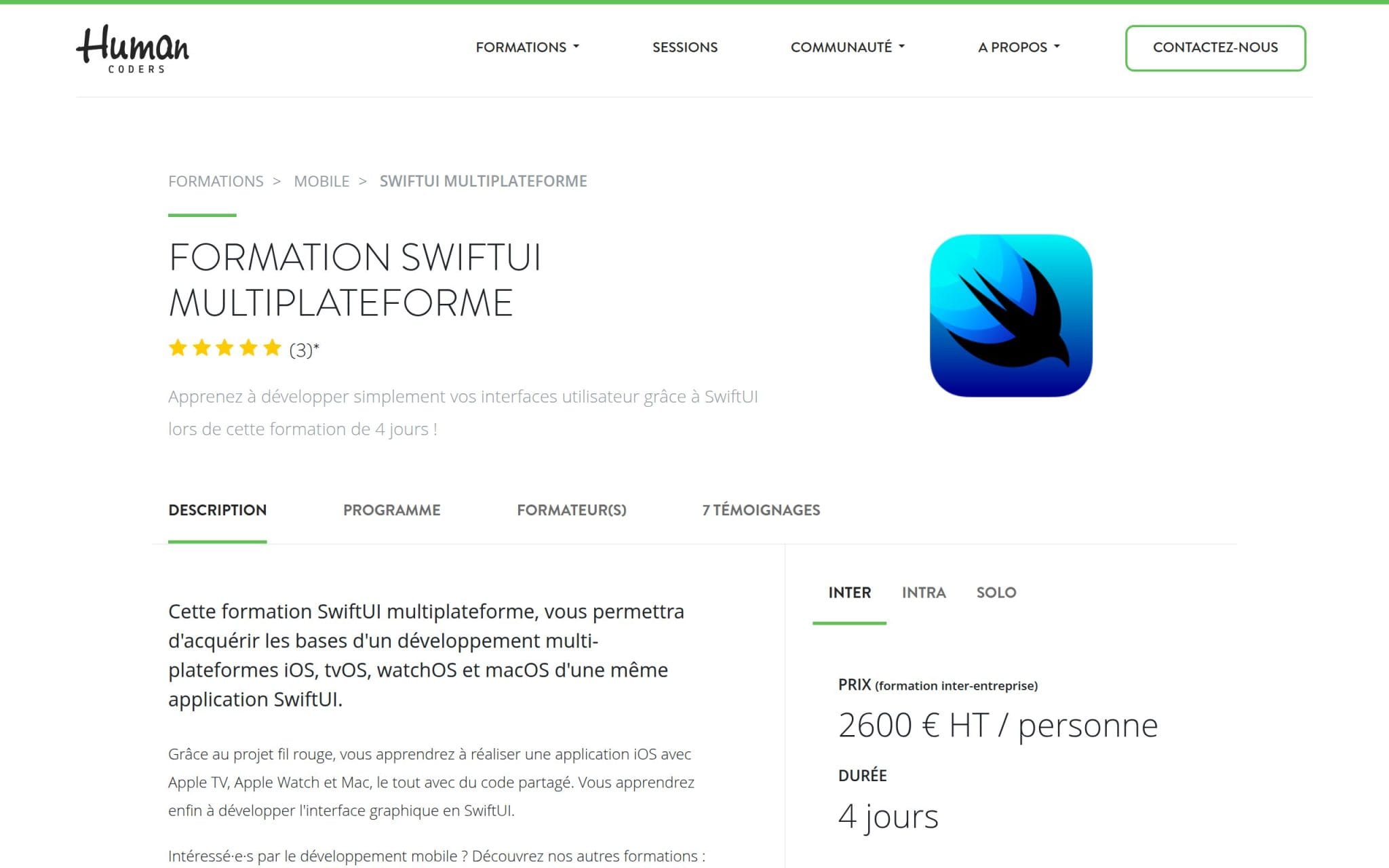 Formation SwiftUI multiplateforme - Human Coders