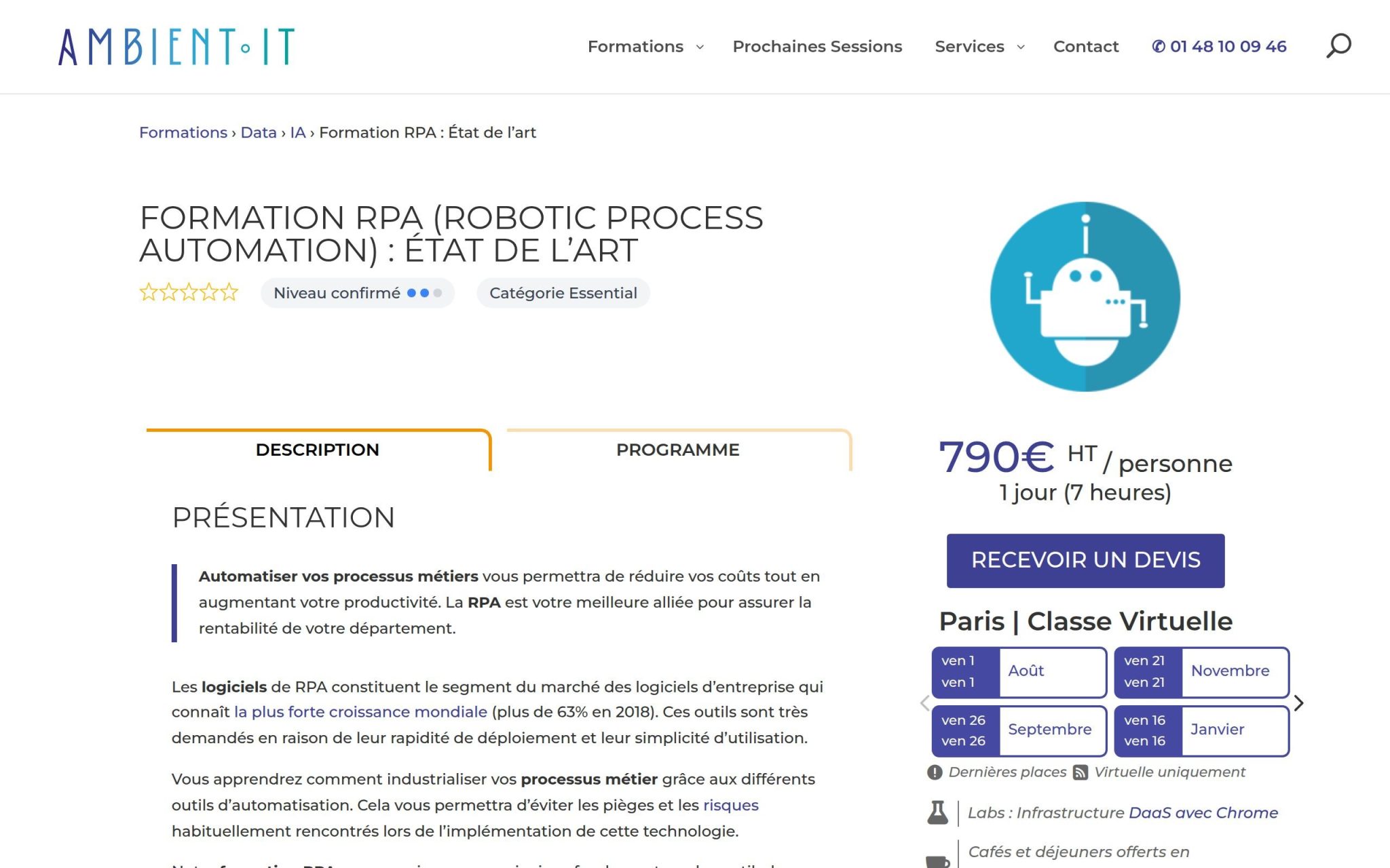 Formation RPA (Robotic Process Automation) : État de l’art - Ambient IT