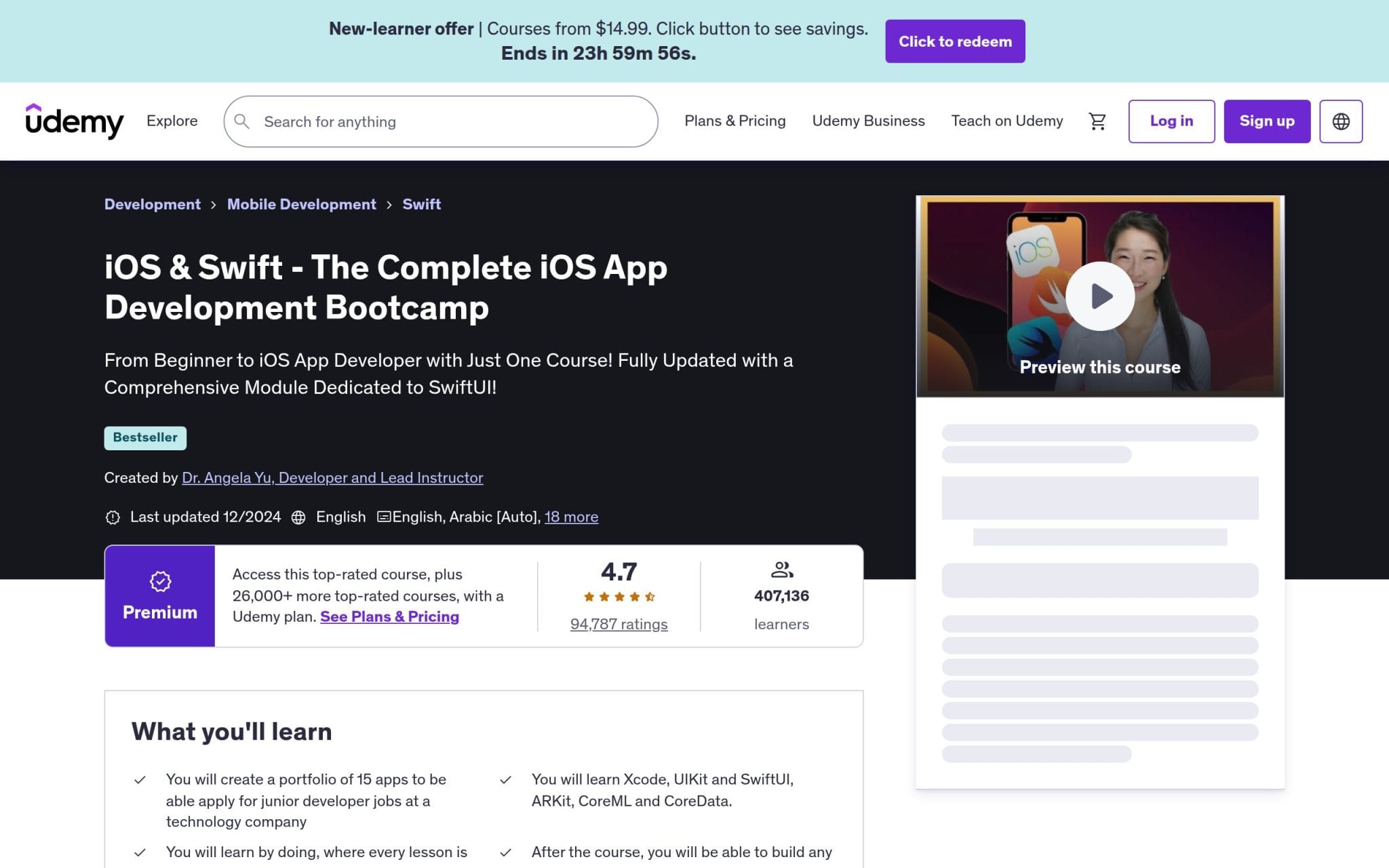 iOS & Swift - The Complete iOS App Development Bootcamp - Udemy